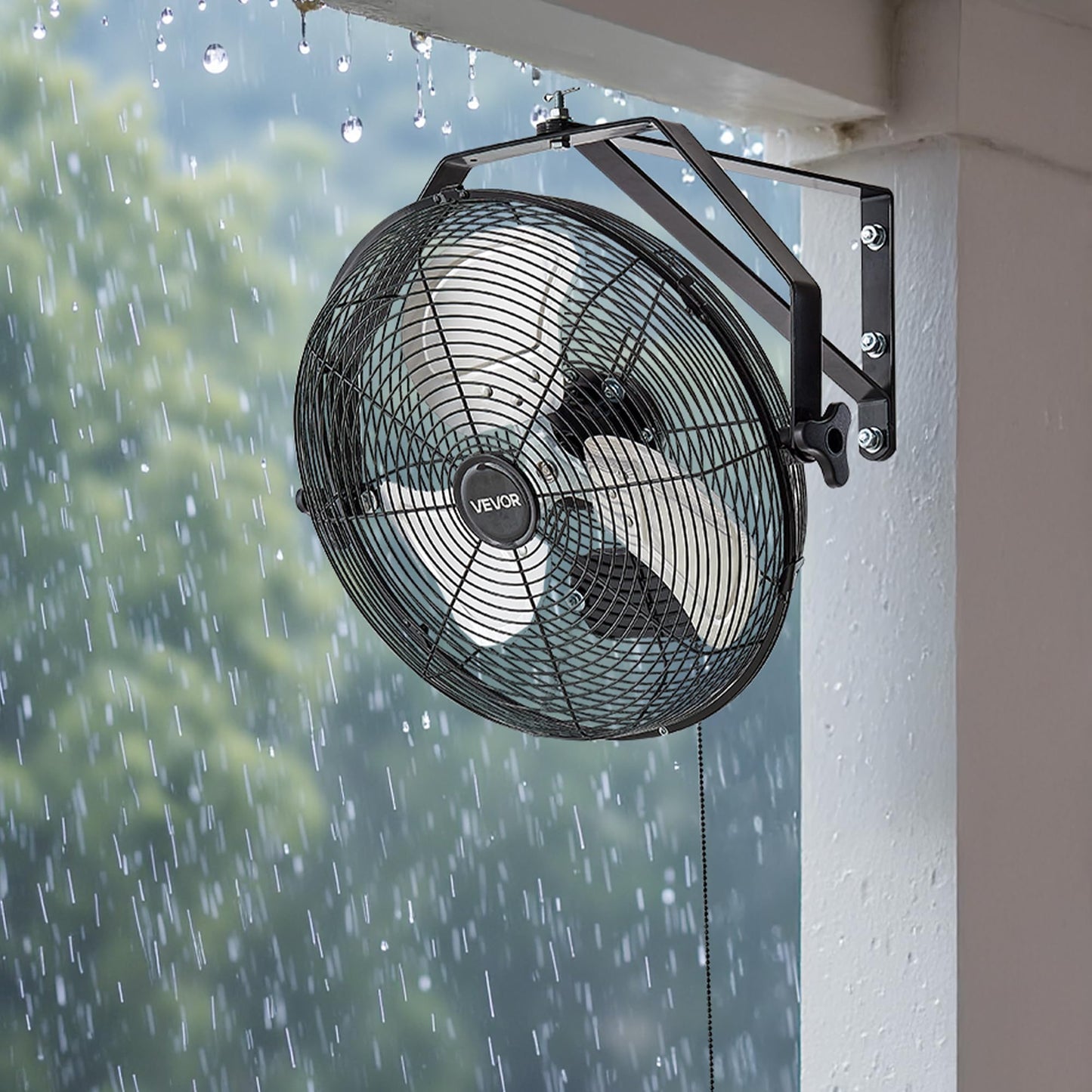VEVOR 14 Inch Industrial Wall Mount Fan, High Velocity 2473 CFM Outdoor Fan with 3 Speeds, Waterproof IP44 Garage Wall with Aluminum Blades for Workshop, Warehouse, Greenhouse
