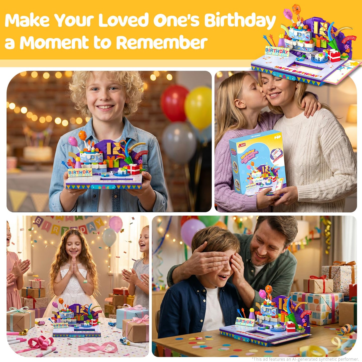JAKI Building Block Birthday Cards 3D Birthday Cards