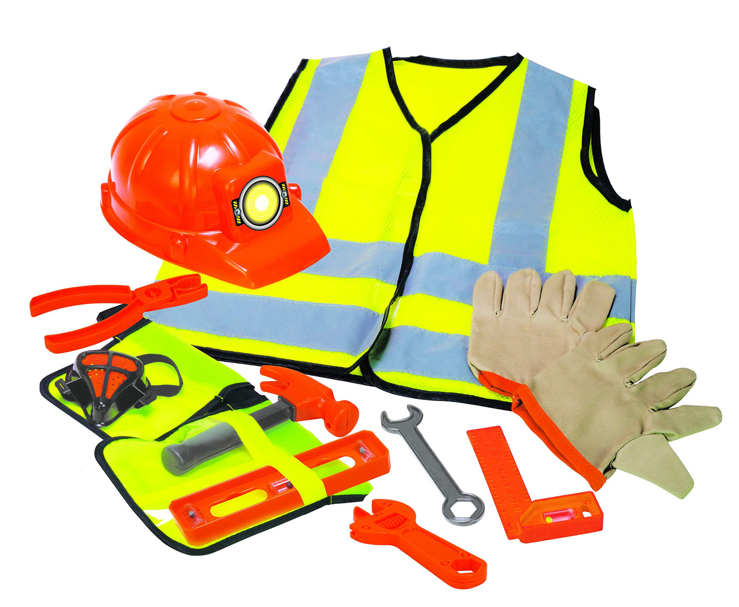 [Dr. STEM Toys] Construction Worker Role Play Outfit Set One Size Fits Most Ages 3+ Yellow