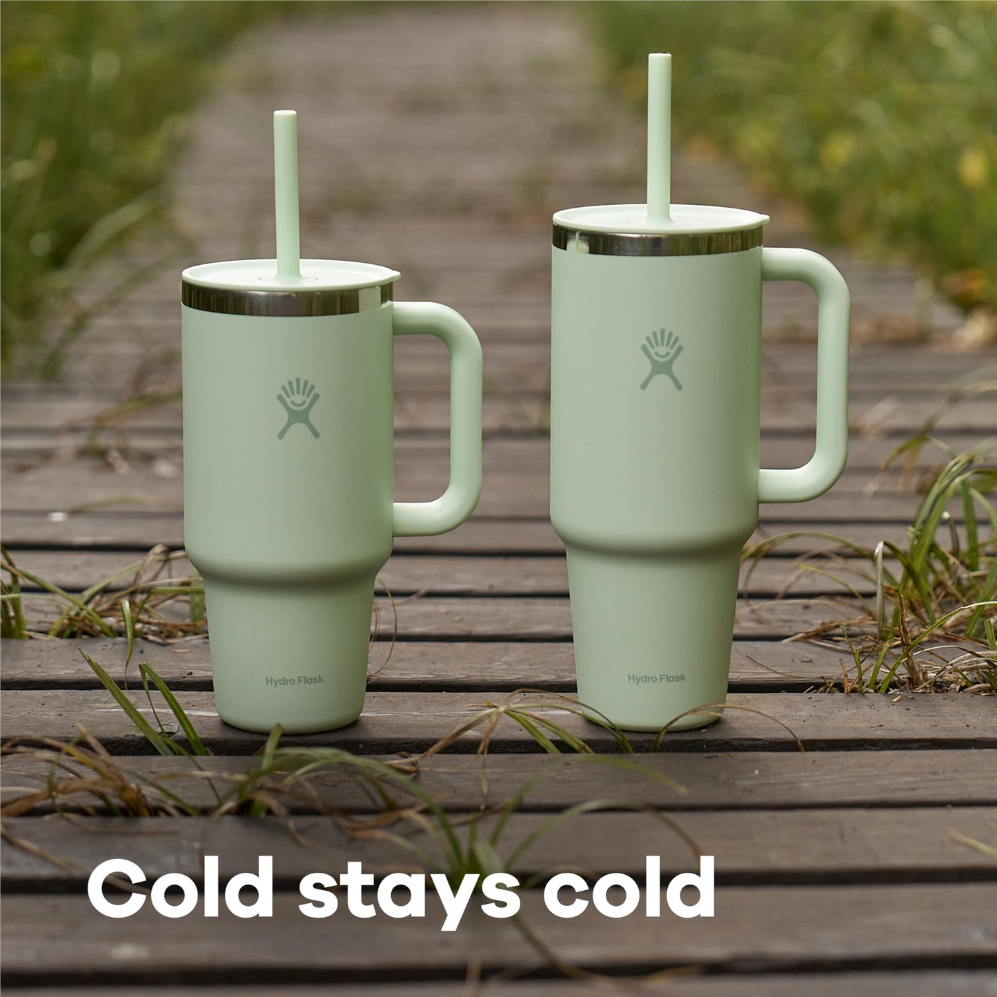 Hydro Flask 40 Oz Travel Tumbler with Handle, Lid and Straw - Insulated Stainless Steel in 40 Oz Aloe Green