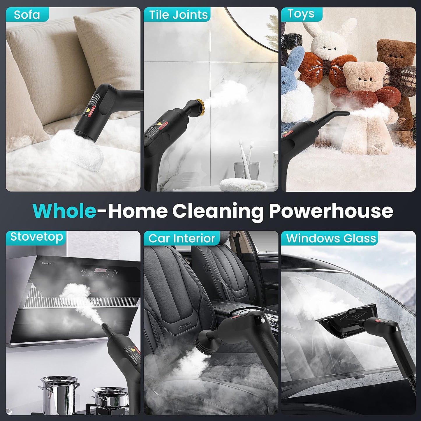 Handheld Steam Cleaner for Home, 2500W High Pressure Steamer, 15s Fast Heat-Up, 1.6L Tank, Portable Steam Cleaner for Car, Floor, Grout, Kitchen, Furniture & Bed Bugs