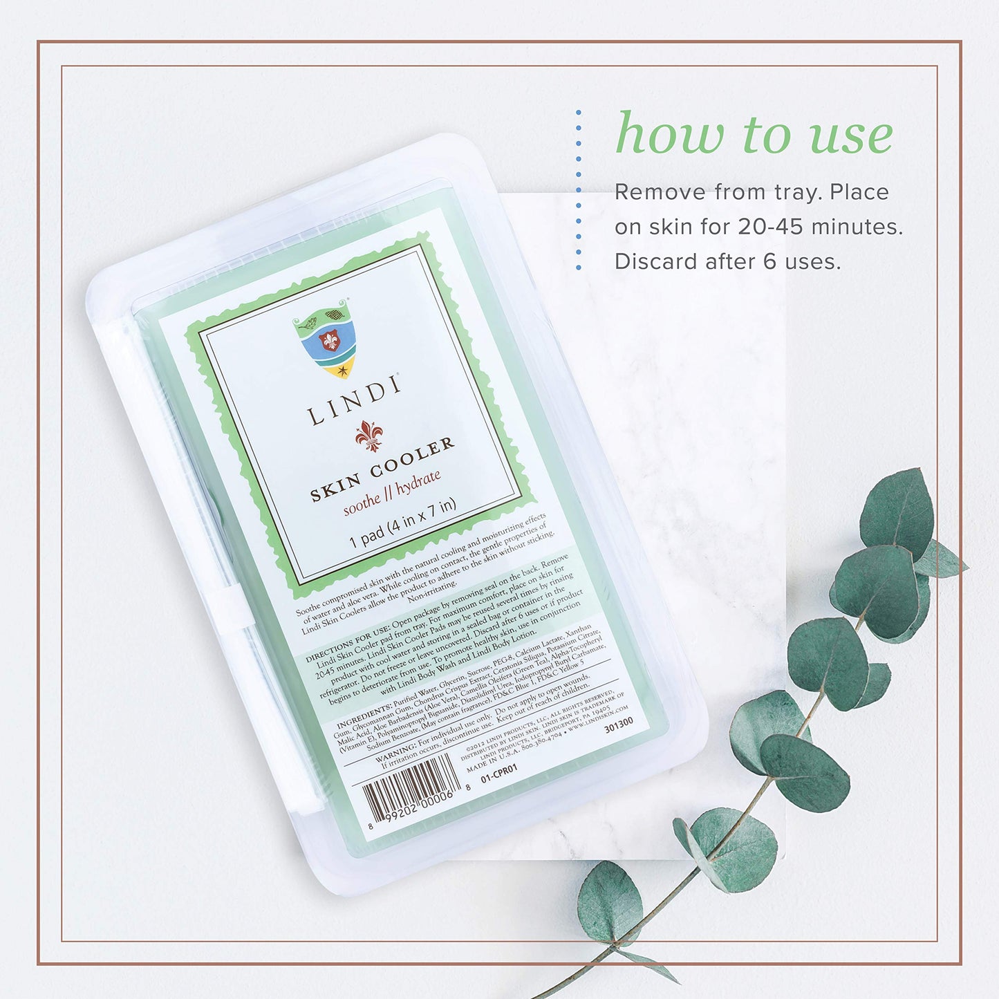 LINDI SKIN Cooler Pad - Cooling Hydro-Gel Formulated To Reduce Redness and Inflammation - Infused with Aloe Vera and Green Tea To Sooth & Relieve Radiation Burns (1 Pack, 4x7 inch)