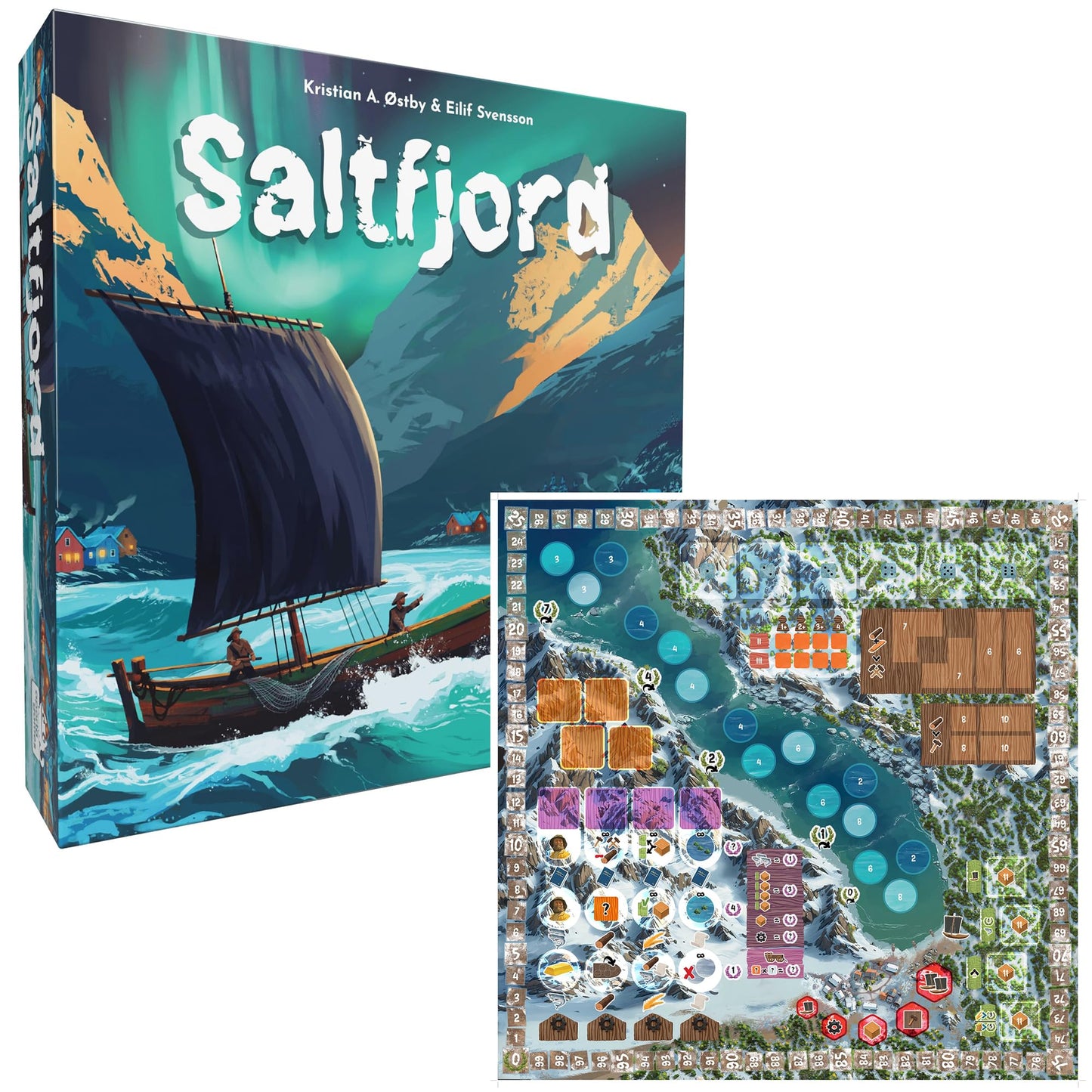 Saltfjord Board Game - Dice Drafting, Fishing and Village Expansion Strategy Game Set in 19th Century Norway, Ages 14+, 1-4 Players, 60 Minute Playtime, Made by Aporta Games