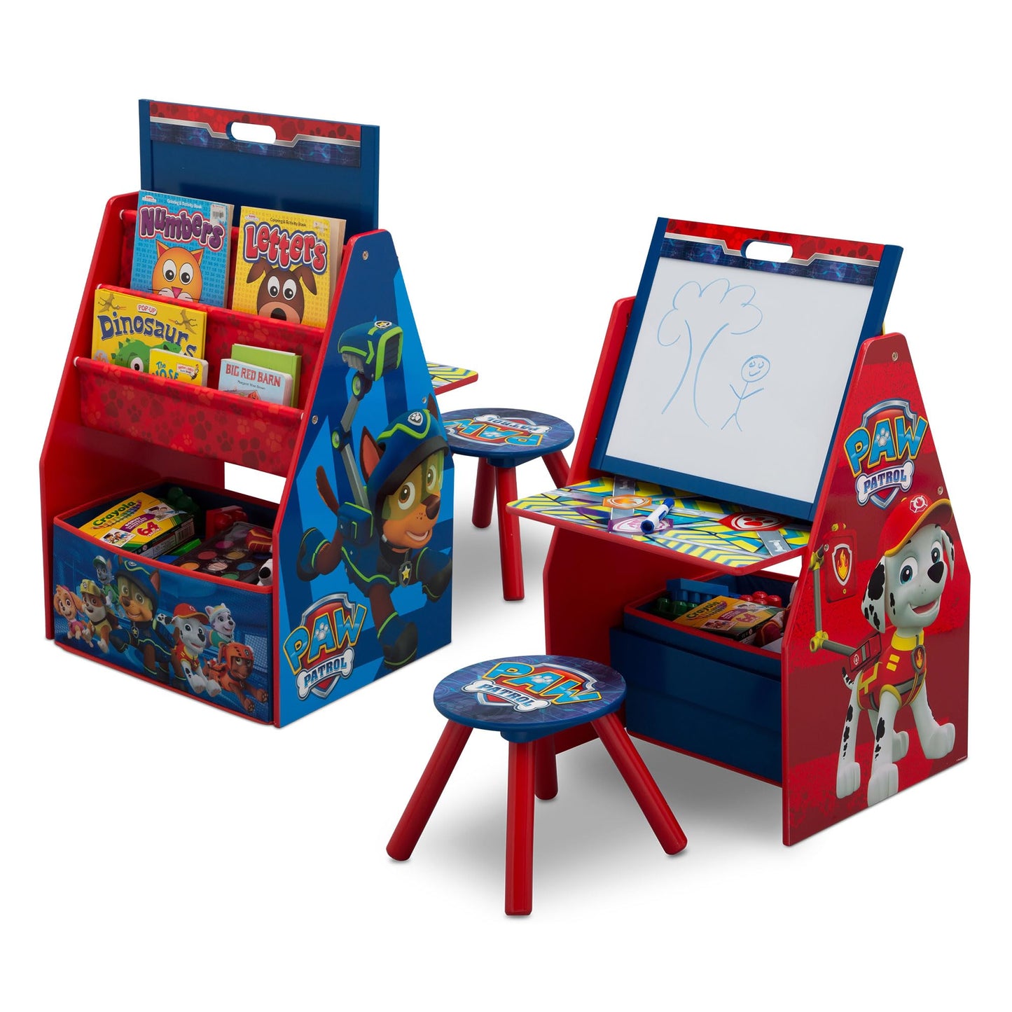 Delta Children Deluxe Kids Art Easel Desk Stool Toy Table Organizer, Nick Jr. PAW Patrol
