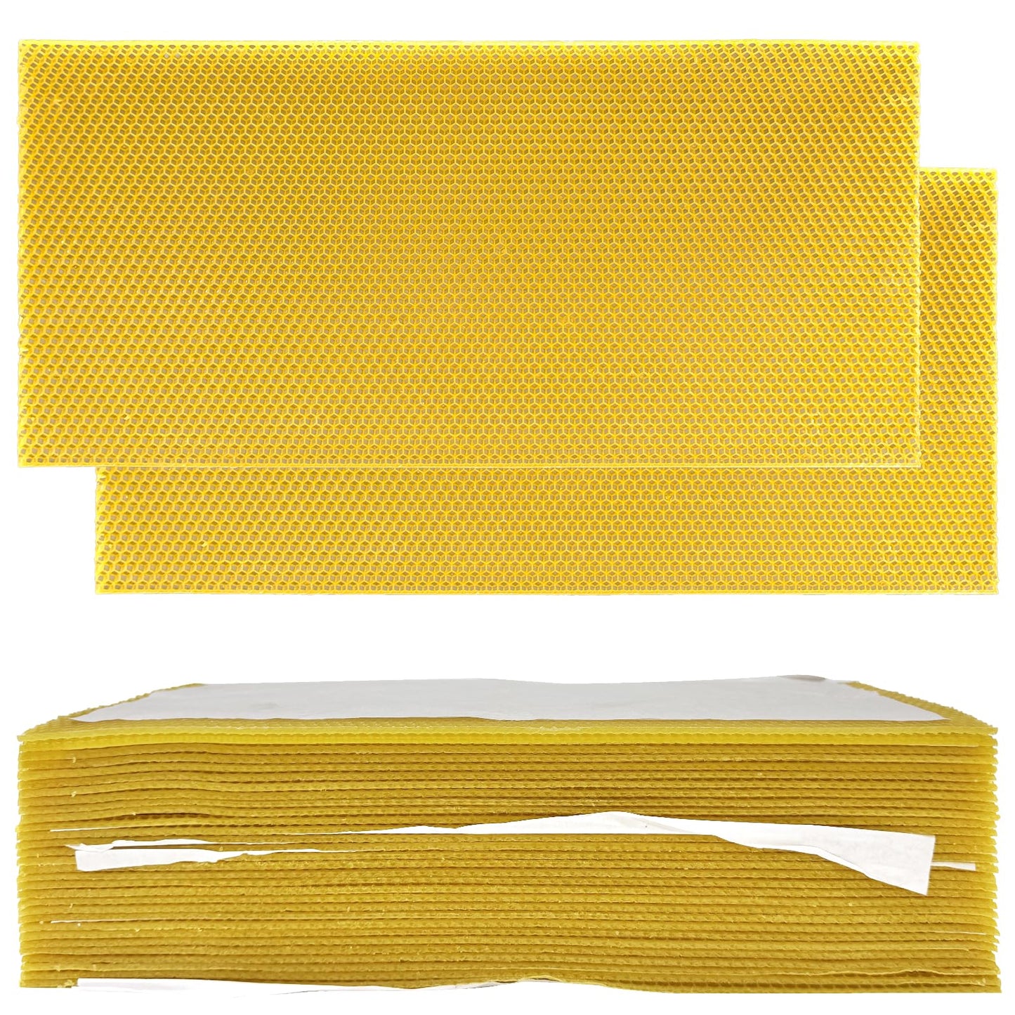 NUOMIC 30PCS Natural Beeswax Foundation Sheets for Bee Hive Wired Frames, Multi Purpose Beeswax Sheets for Candle Making, Crafts, Models and DIY Projects