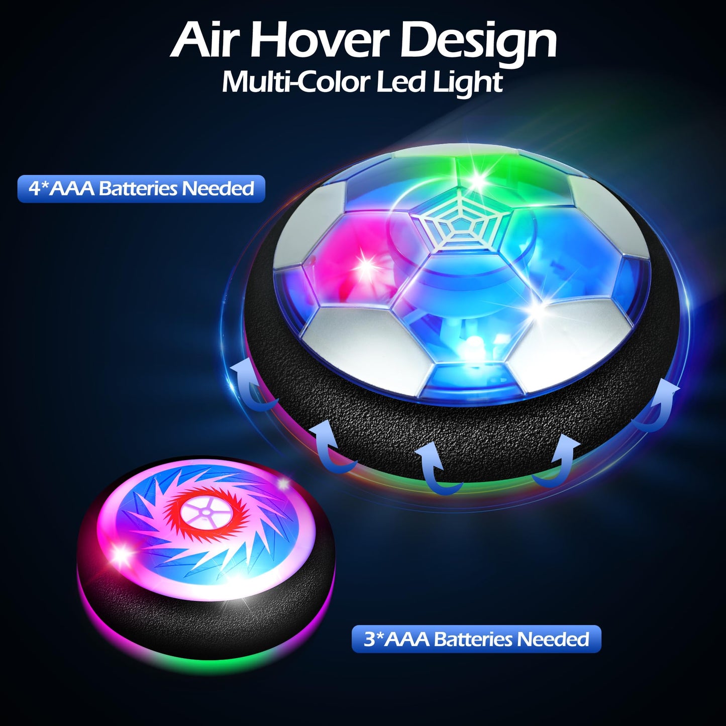 Hover Soccer Ball Toy Set, Hover Hockey Set for Kids, Air Floating Soccer Toys Hockey Ball with Led Light, Indoor Outdoor Sports Toys & Games, Christmas Birthday Gifts for 3 4 5 6 7 8+ Years Boy Girl