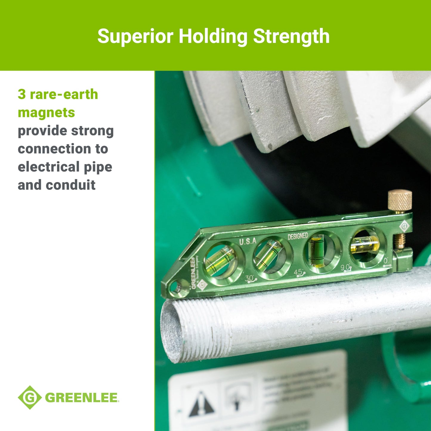 Greenlee L77 Mini Magnetic Bubble Level with Conduit Bending Offset Aid