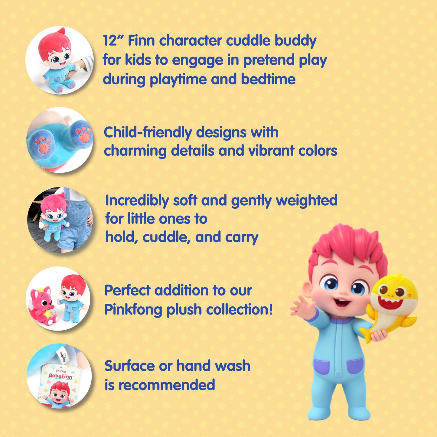 Pinkfong Bebefinn Plush Toy - 12" (30cm) Stuffed Doll | Soft Cuddly Plush for Toddlers | Bebefinn Toy | Perfect Birthday, Holiday for Boys & Girls