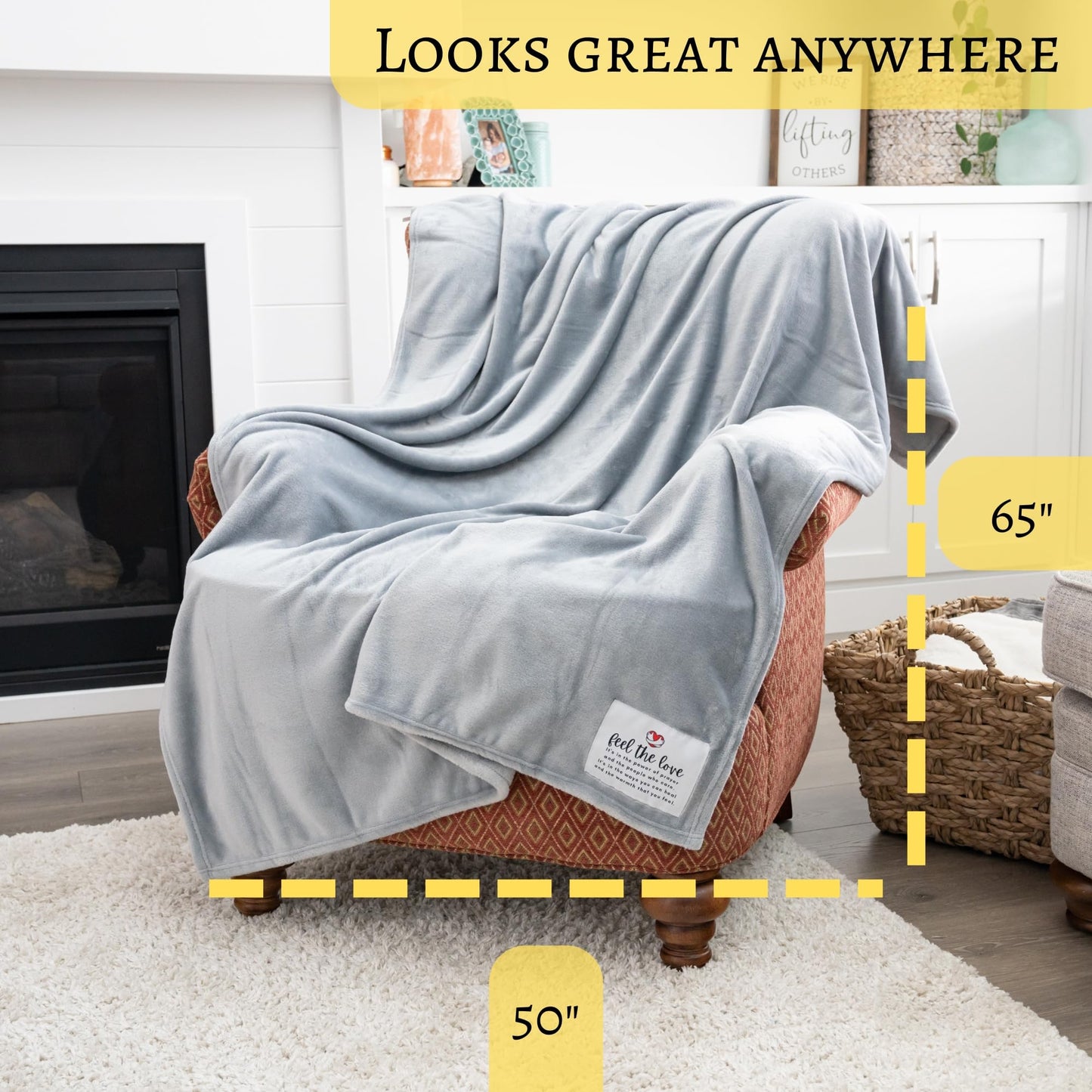 Get Well Blanket - Healing Blanket - Inspirational Blankets for Women/Men - Get Well Soon Gifts - Warm Hugs - Soft Fleece Throw Blanket - Strength - Healing Thoughts (Gray Fleece 50x65)