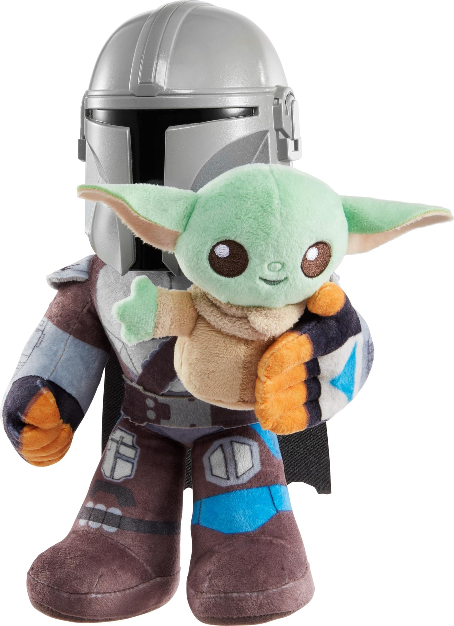 Mattel Star Wars Clan of Two: The Mandalorian Plush Set with 11-inch Mandalorian Soft Doll, Smaller Detachable Grogu Figure & Sound Feature