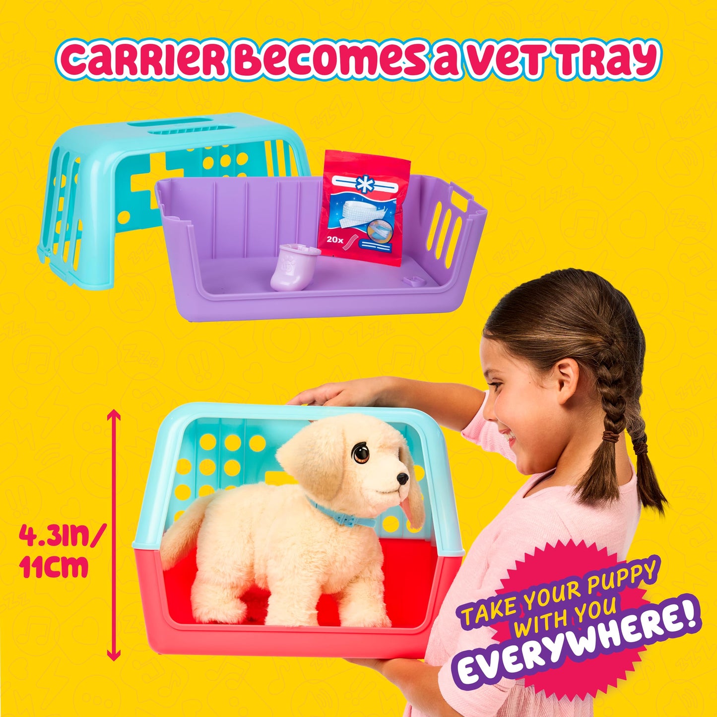 Little Live Pets Ouchies - Cooper The Retriever Puppy|Transform from Injured to Healed Like a Vet. Make a Real Cast. Walking Puppy with Carrier (35cm/13.8in Tall). Repeat Play. 50+ Sounds & Reactions
