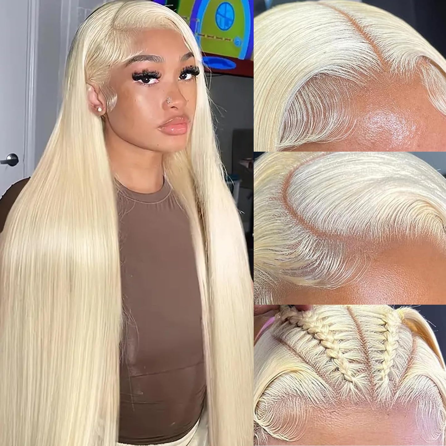 Resore 613 13x6 Lace Front Wig Human Hair 200 Density Straight Blonde Lace Front Wigs Human Hair 28 Inch Full & Thick 613 HD Lace Frontal Wig Human Hair Pre Plucked with Baby Hair for Women