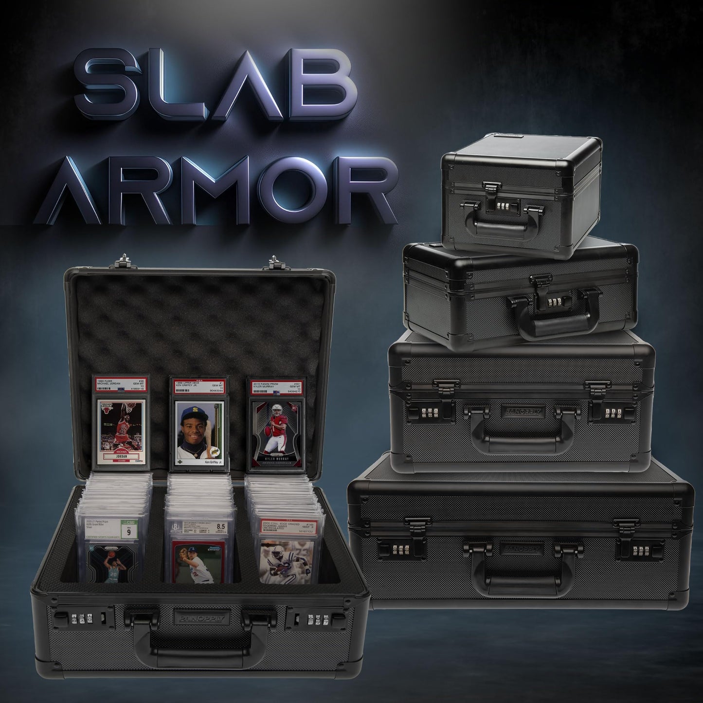 Panopply SLAB ARMOR 120+ 3 Row Psa Graded Card Storage Box Graded Card Case Psa Slab Case for Graded Cards Psa Card Case Baseball Card Cases for Sports Cards Storage (BLACK)