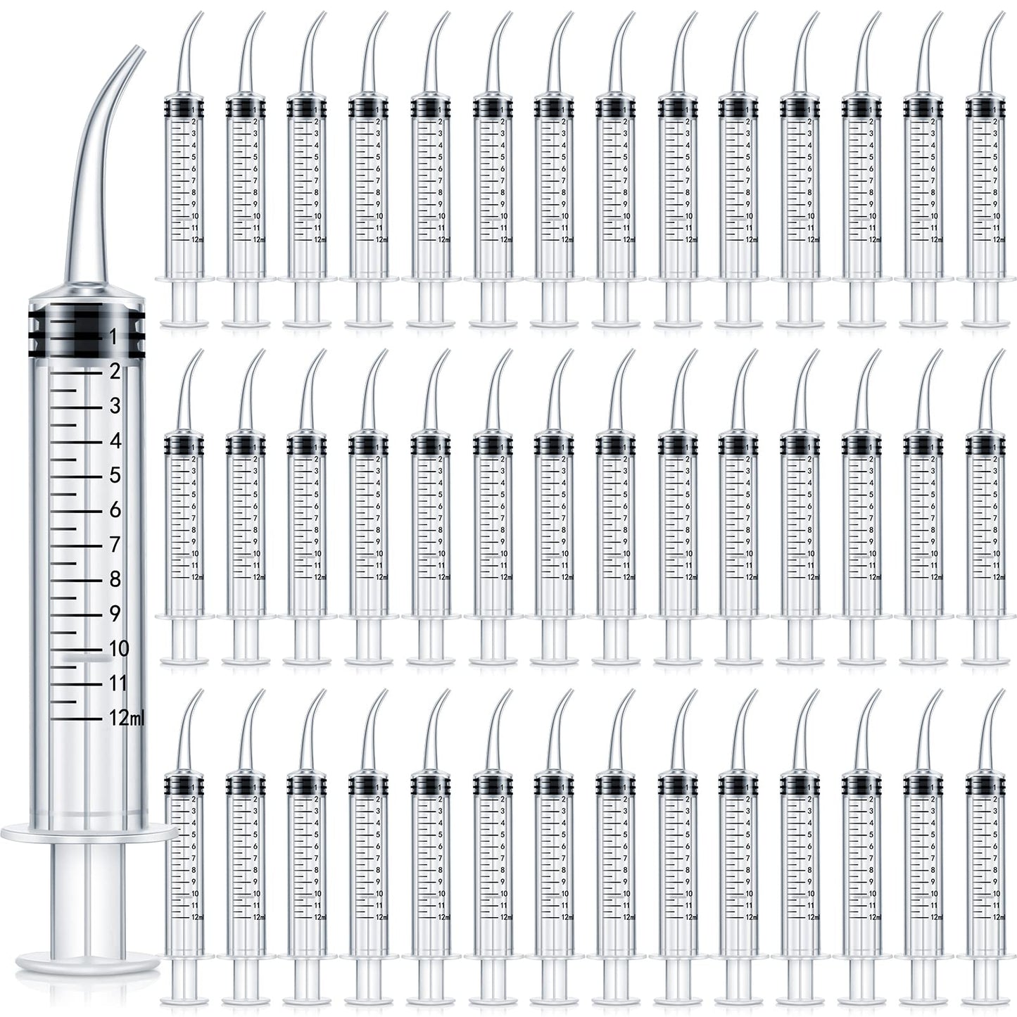 100 Pack Dental Syringe with Curved Tip 12ml Disposable Irrigation Dental Syringe for Tonsil Stones Squirt Liquid Injection Mouthwash Cleaner Oral Tooth Care