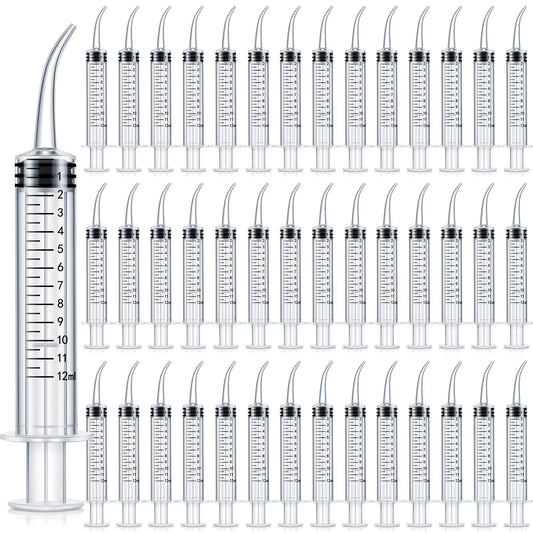 100 Pack Dental Syringe with Curved Tip 12ml Disposable Irrigation Dental Syringe for Tonsil Stones Squirt Liquid Injection Mouthwash Cleaner Oral Tooth Care