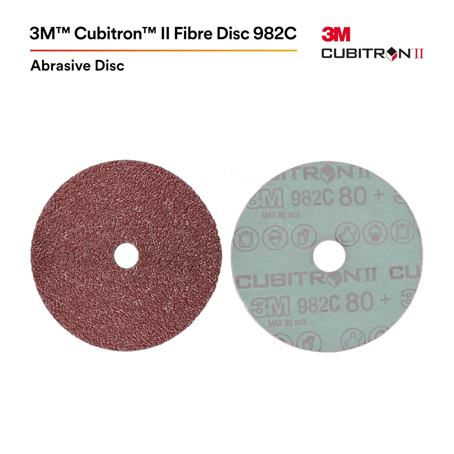 3M Cubitron II Fibre Disc 982C, Pack of 25, 4-1/2 in, TN Quick Change, 36+ Grit Precision-Shaped Grain Abrasive Discs, for Heavy Grinding, Deburring, Beveling, Finishing, and Weld Removal