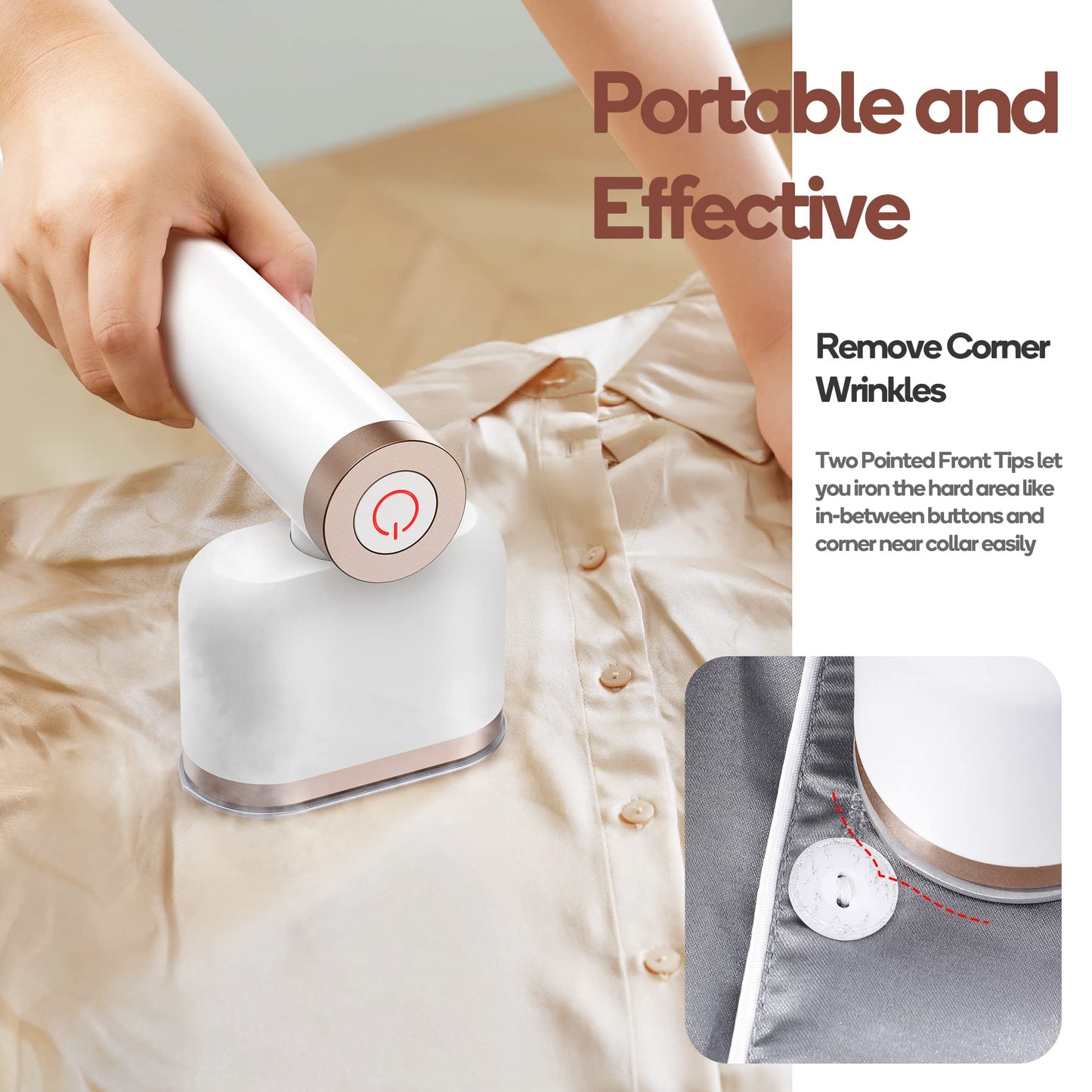 Newbealer Steamer for Clothes, 1200W Portable Steam Iron, 2 Steam Levels, Horizontal and Vertical Steaming, Dry Ironing, 15s Heat Up, Rotatable, 302°F Garment Wrinkle Remover (120V Only)