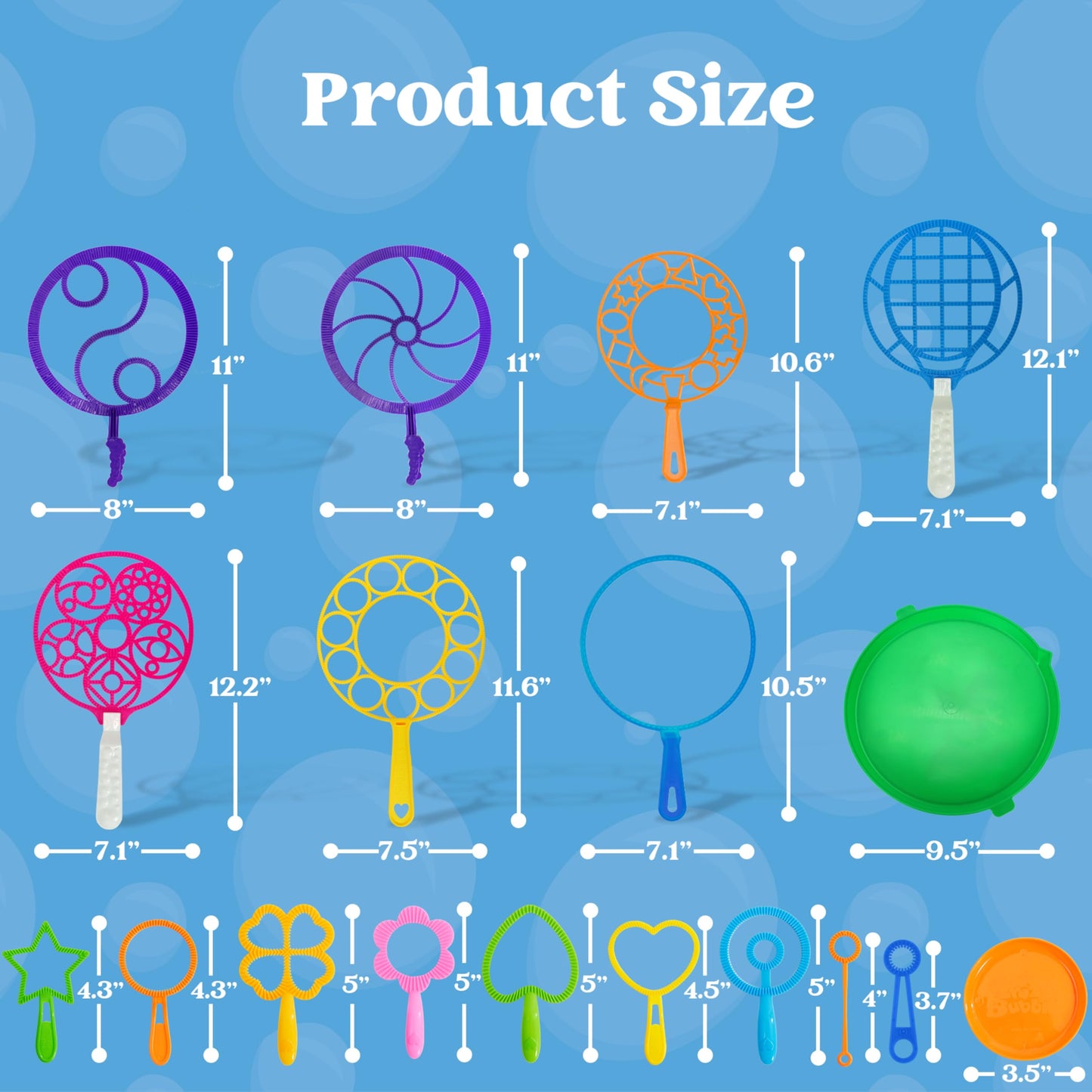 JOYIN Big Bubble Wands Set, 18 Pcs Giant Bubble Maker with Tray, 12" Large Bubble Wands Bulk for Kids Summer Outdoor Activity Party Favors, 6 Pcs Bubble Solution Suitable for All Age People