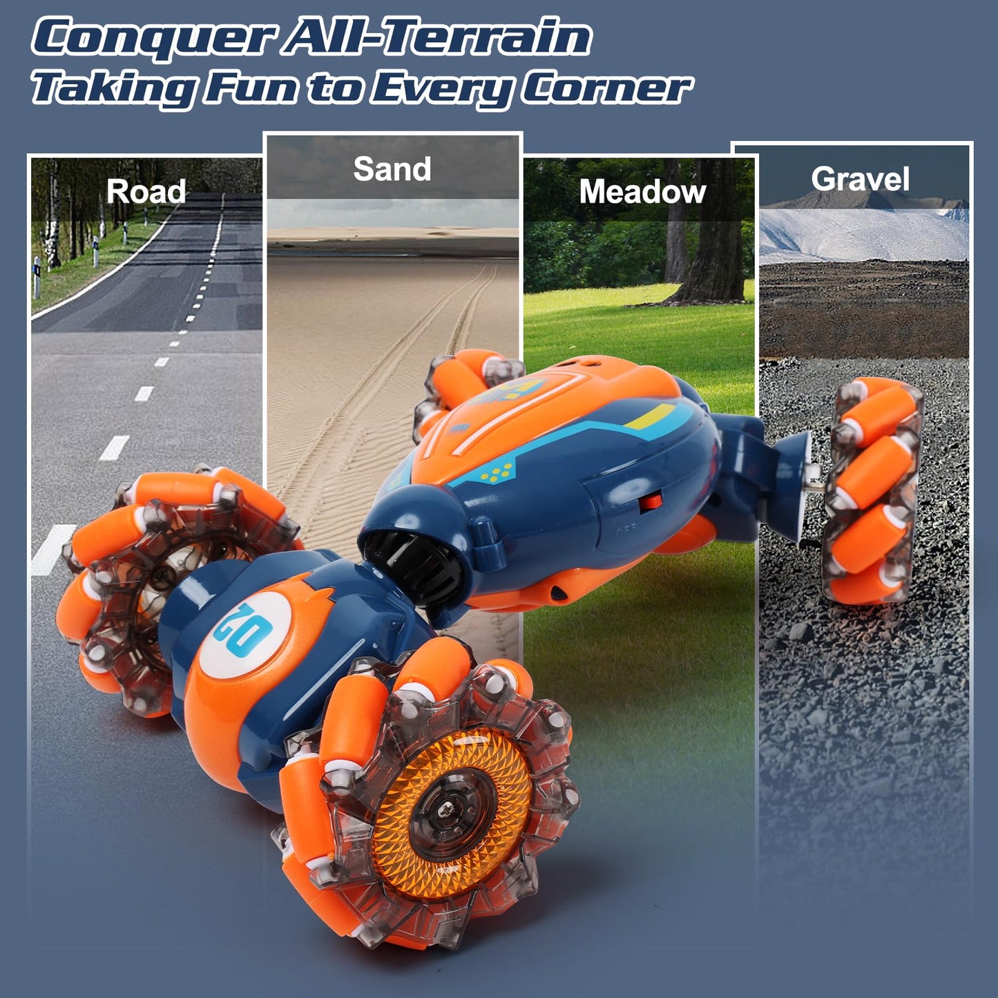 QXHOL Gesture Sensing RC Stunt Car - Boys Toys Age 6-8-12, 4WD Hand Controlled Remote Control Twist Car with Light & Music, Cool Birthday Presents and Ideas Gifts for Kids Age 7 9 10 11 12 Years Old