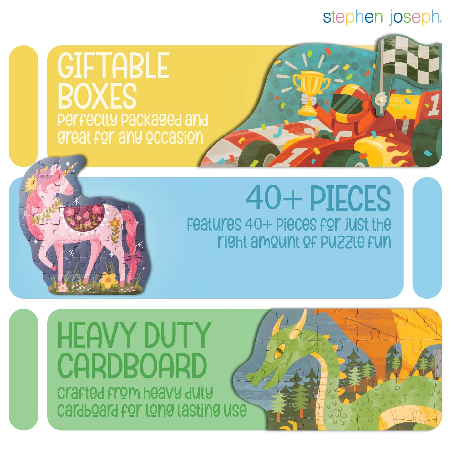 Stephen Joseph, Shaped Jigsaw Puzzle, 40 Pieces Preschool Toddler Puzzle, Bunny