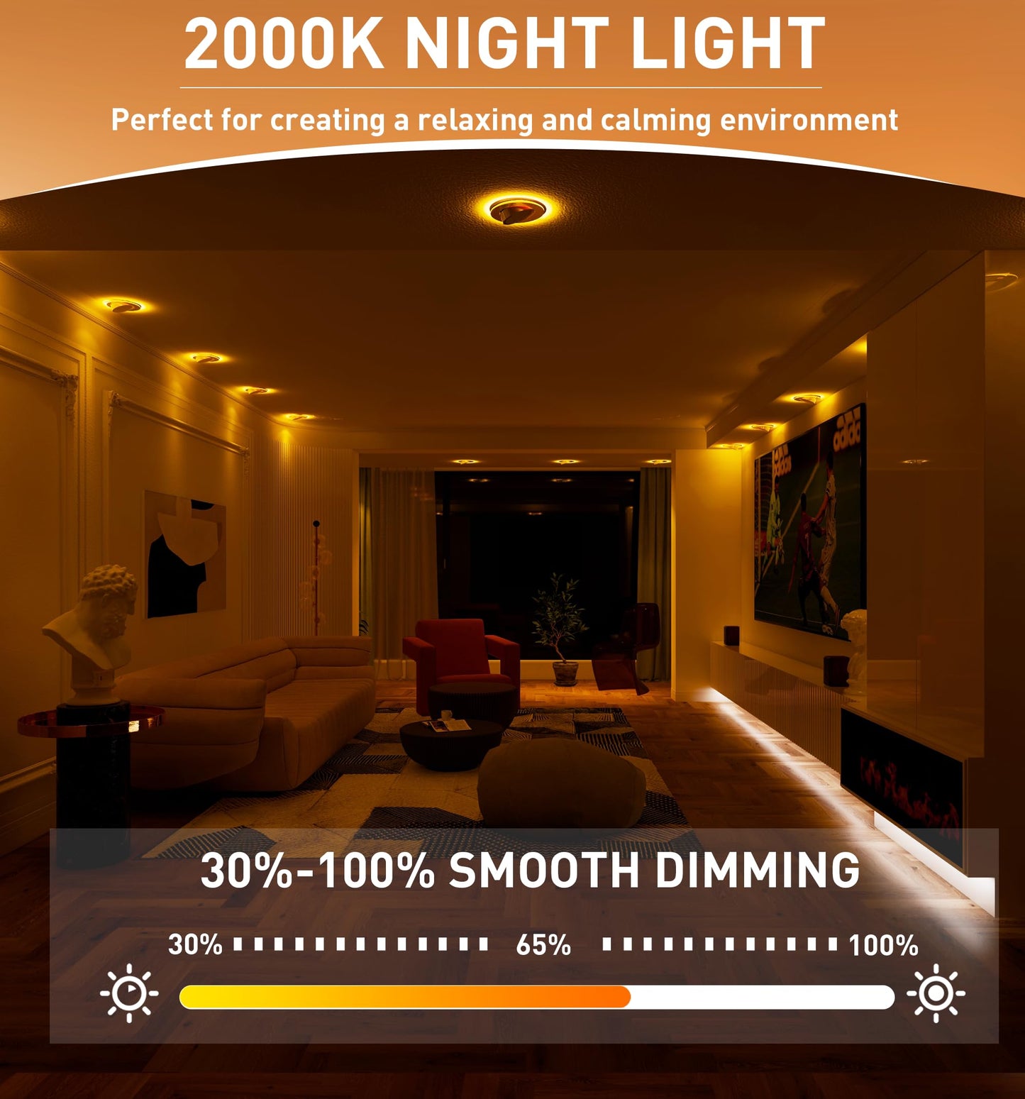 CLOUDY BAY [4 Pack] 6 inch 5 Color Swivel LED Gimbal Recessed Light with Night Light,12W CRI80+ 950LM,2700K/3000K/3500K/4000K/5000K，Canless Angled Adjustable Ceiling Downlight, White Finish