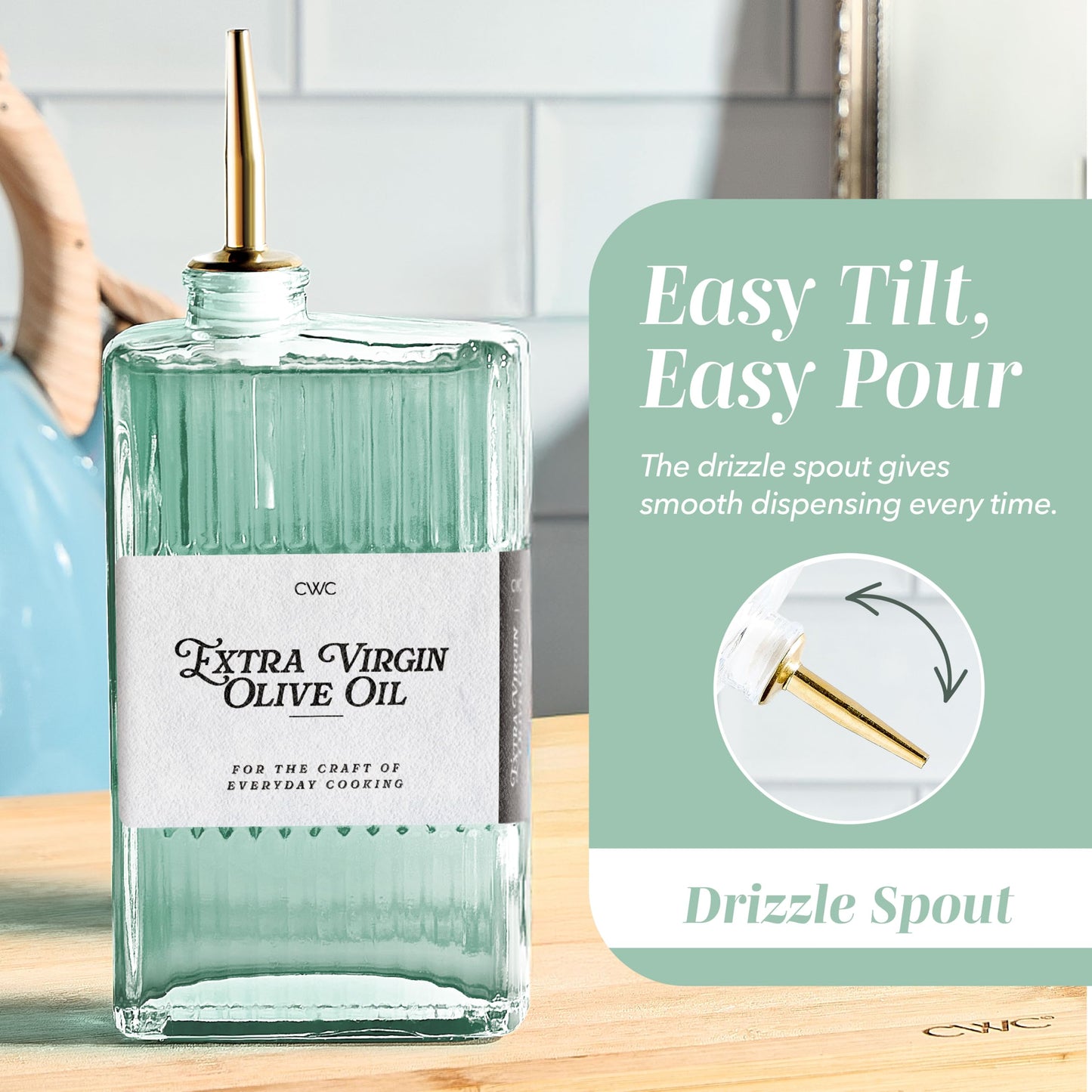 COOK WITH COLOR Glass Oil Dispenser Bottle, 4 Pack