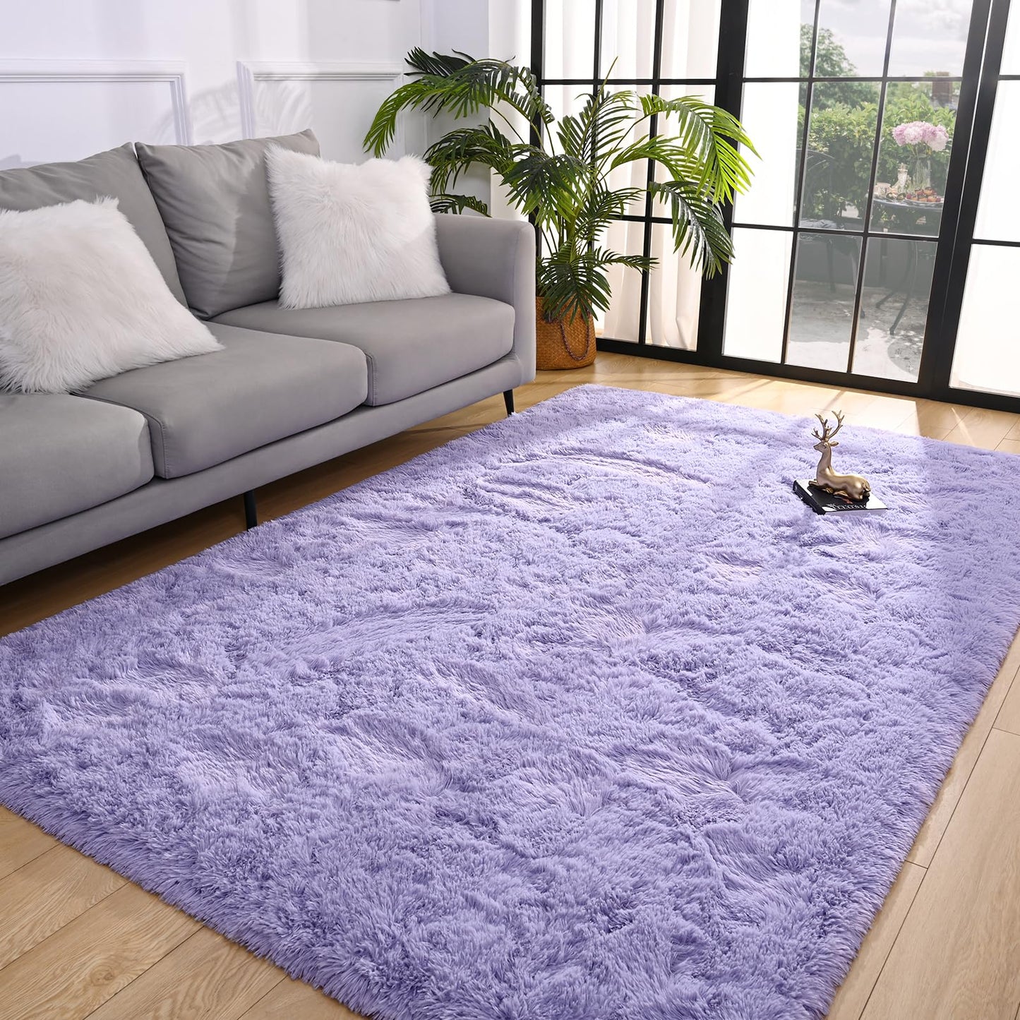 Pettop Fluffy Lavender Purple Rug for Bedroom Living Room, 5x8 Feet Super Soft Shaggy Plush Fuzzy Rugs for Girls Kids Boys, Non-Slip and Washable Rug for Nursery Classroom, Carpet for Rooms Decor