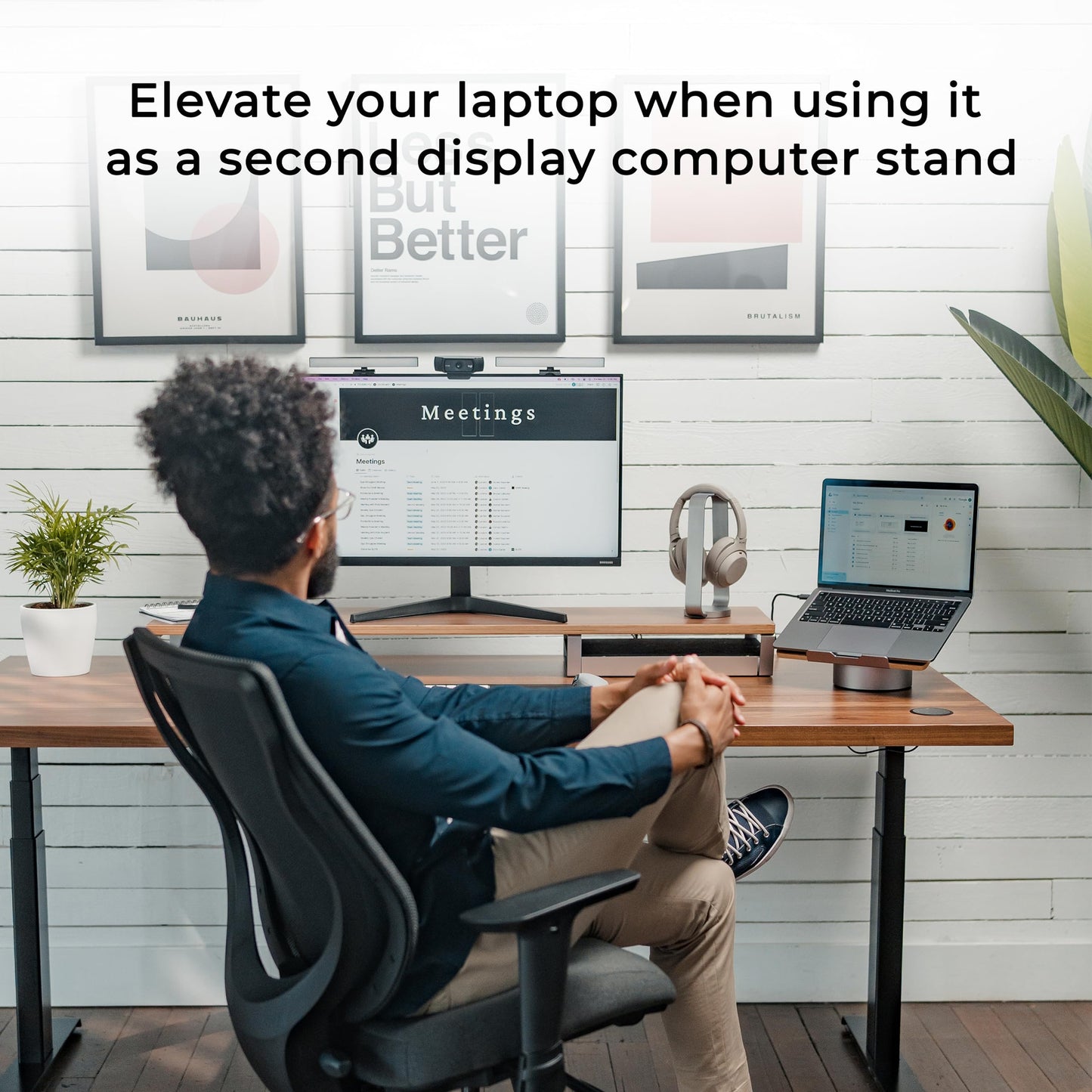 HumanCentric Portable Electronic Device Stand - Black Walnut Wood Laptop Stand, Ergonomic Computer Stand for Laptop, Compatible with MacBook Stand up to 16 inches