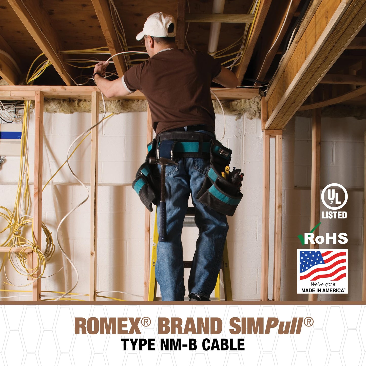 Southwire Romex Brand Simpull Solid Indoor 14/2 W/G NMB Cable 100ft Coil - SW# 28827423