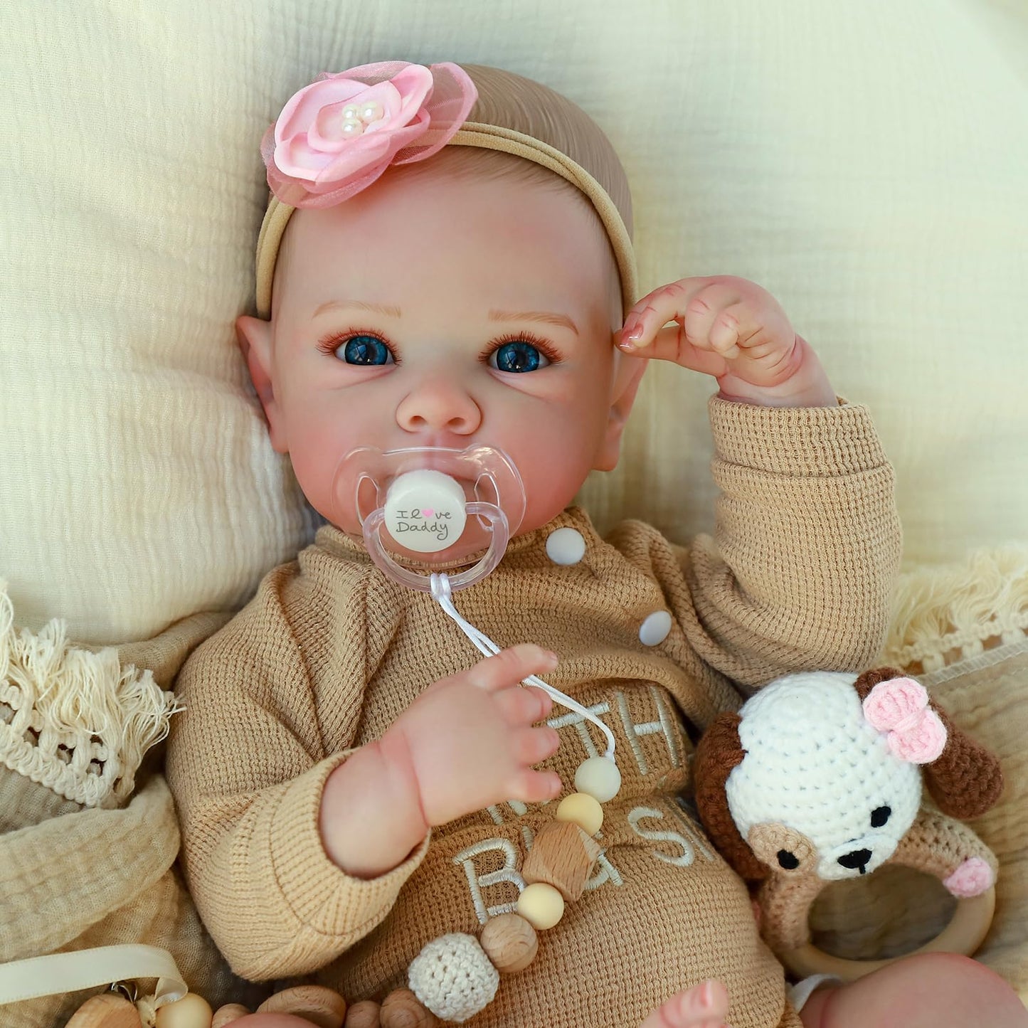KSBD Realistic Reborn Baby Dolls - 20 Inch Cute Silicone Baby Girl Doll， Lifelike Newborn with Full Vinyl Body， Real Life Baby Dolls with Accessories for 3+ Years Old Kids Gifts