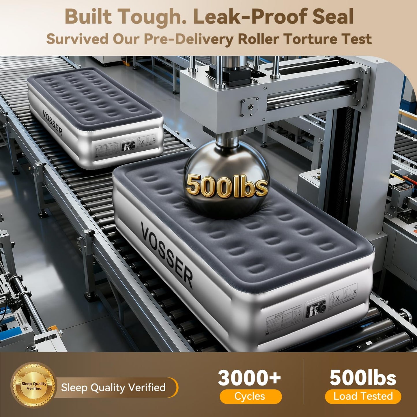 VOSSER Twin Air Mattress with Built in Pump,18” Raised Blow Up Mattress,Inflatable Mattress in 2 Mins,Single Twin Size Air Mattress for Camping,Floor&Travel, Air Bed for Adults,330LB Max
