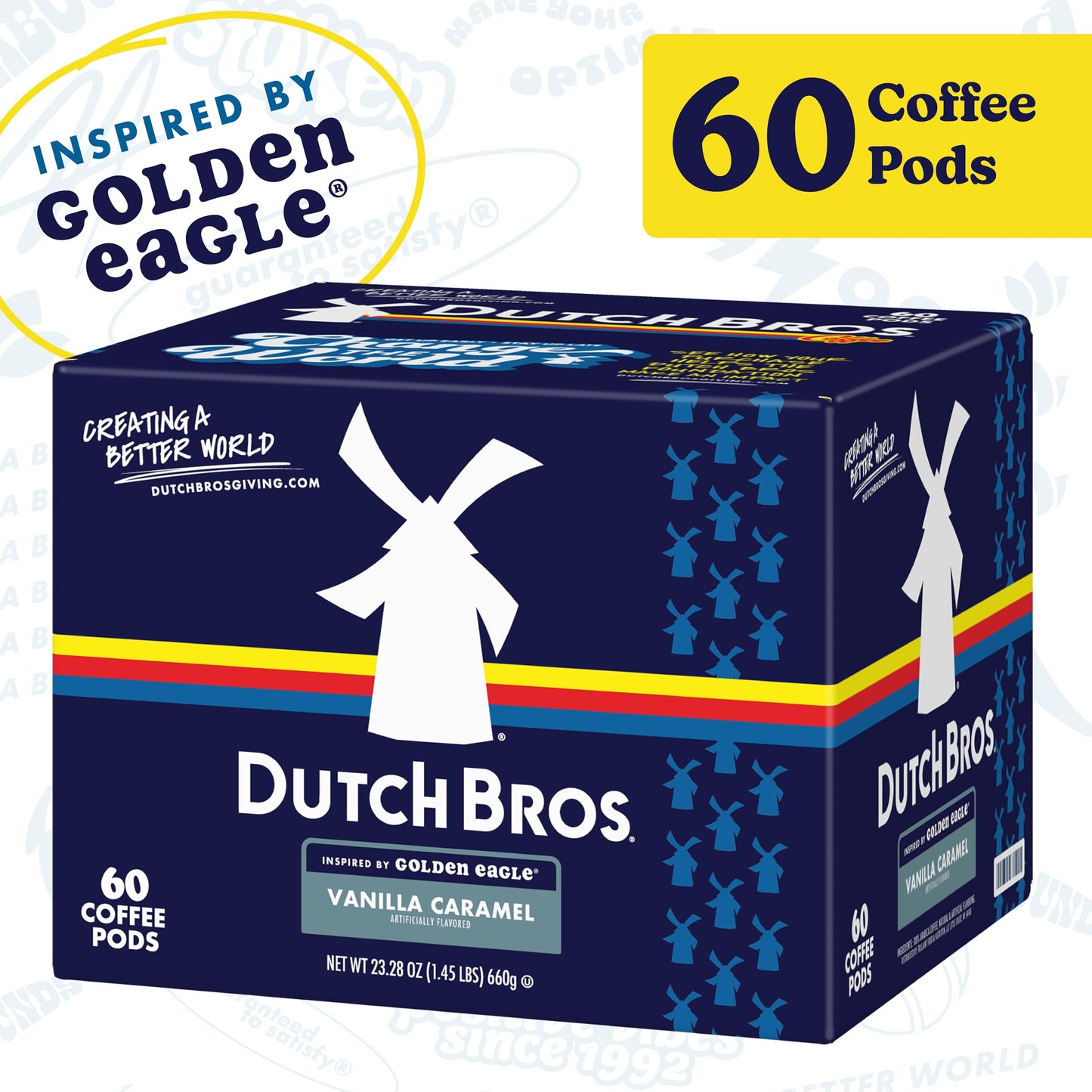 Dutch Bros Vanilla Caramel Flavored Coffee Inspired by Golden Eagle®, 60 Count, Medium Roast, Single Serve Coffee Pods for Keurig K-Cup Brewers