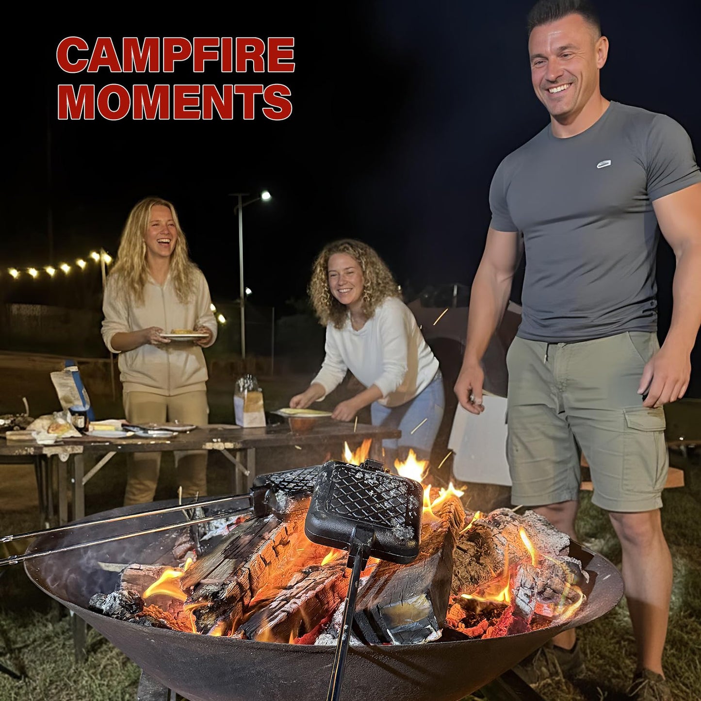 CASTIVO Mountain Pie Maker Cast Iron, Campfire Pie Iron, Hobo Pie Maker for Camping, 2-Pack