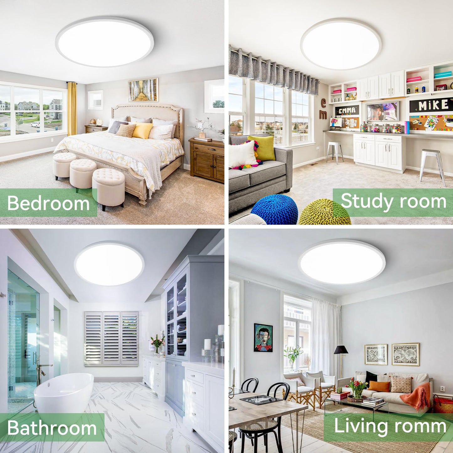 hepside 15.8INCH 2Pack Big Dimmable Flush Mount Ceiling Light Fixture White, 3CCT 3000/4500/6000K Ceiling Lamp, 36W 4200LM Super Bright Low Profile Light for Bedroom, Kitchen, Bathroom, Hallway