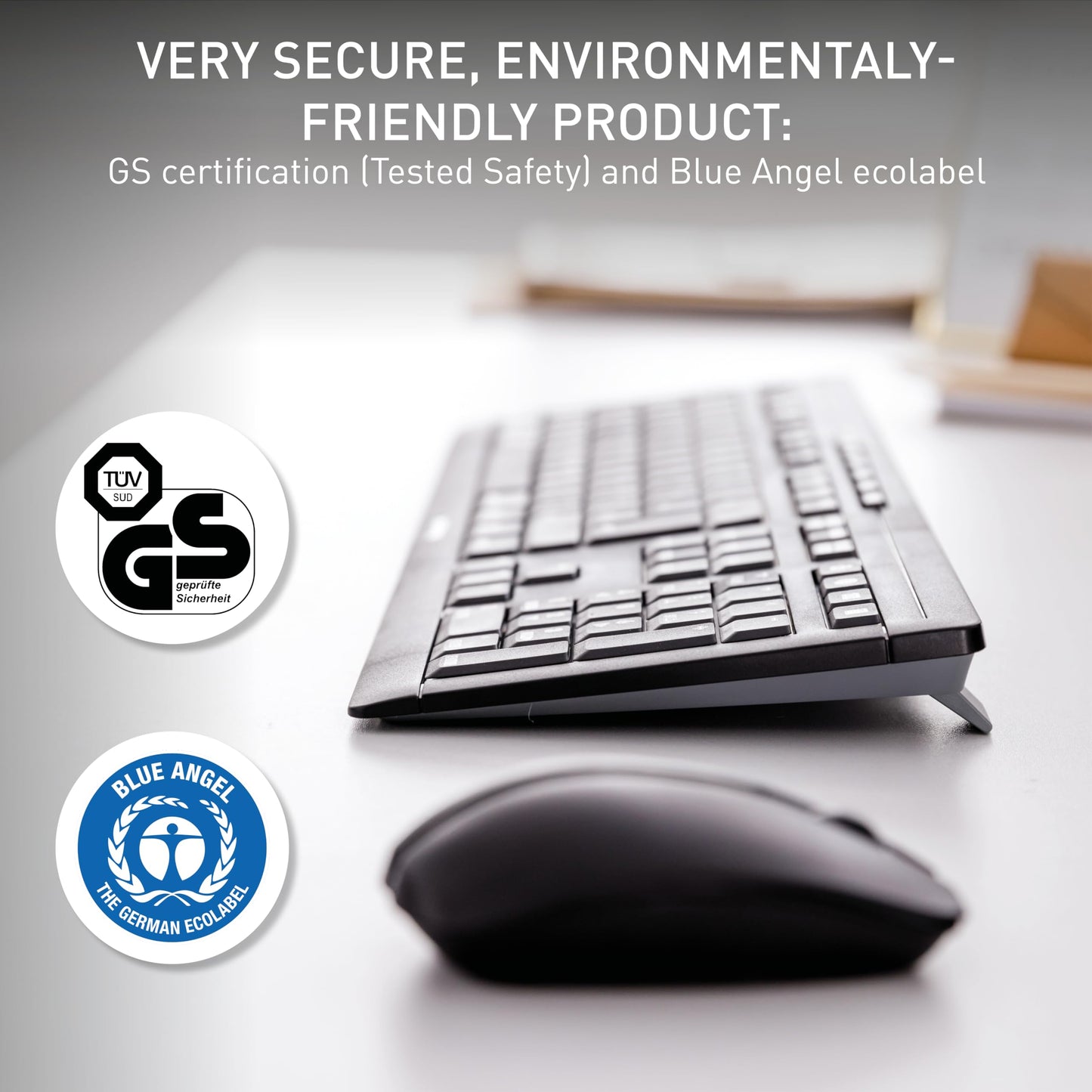 CHERRY Stream Desktop - Wireless Keyboard and Mouse Combo - US Layout - QWERTY Keyboard - Black