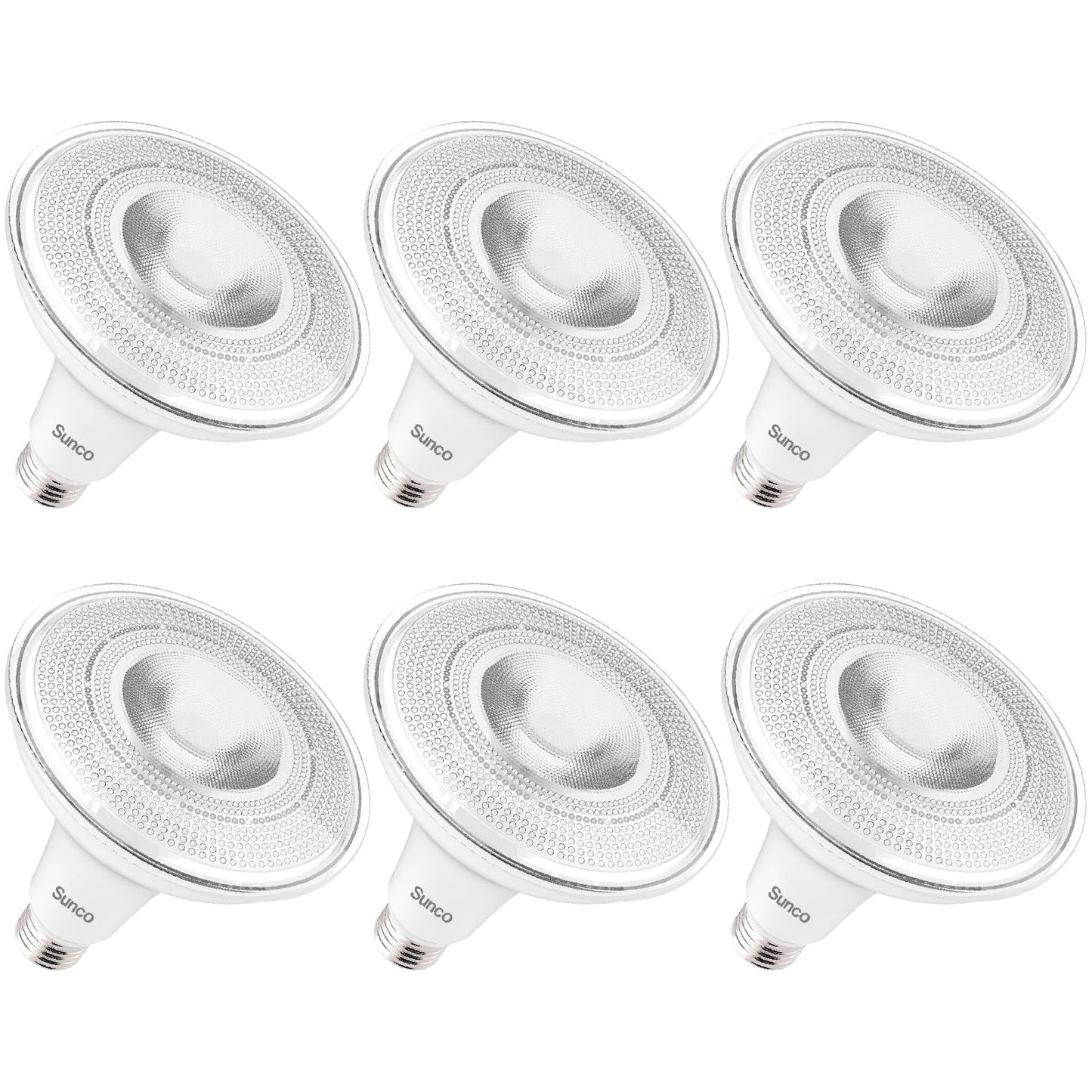 Sunco 6 Pack Outdoor LED Flood Light, Waterproof PAR38 Dusk to Dawn Bulb, 1250 LM, 120W Equivalent 15W, Exterior, Wet-Rated, 6000K Daylight Deluxe, E26 Base, UL