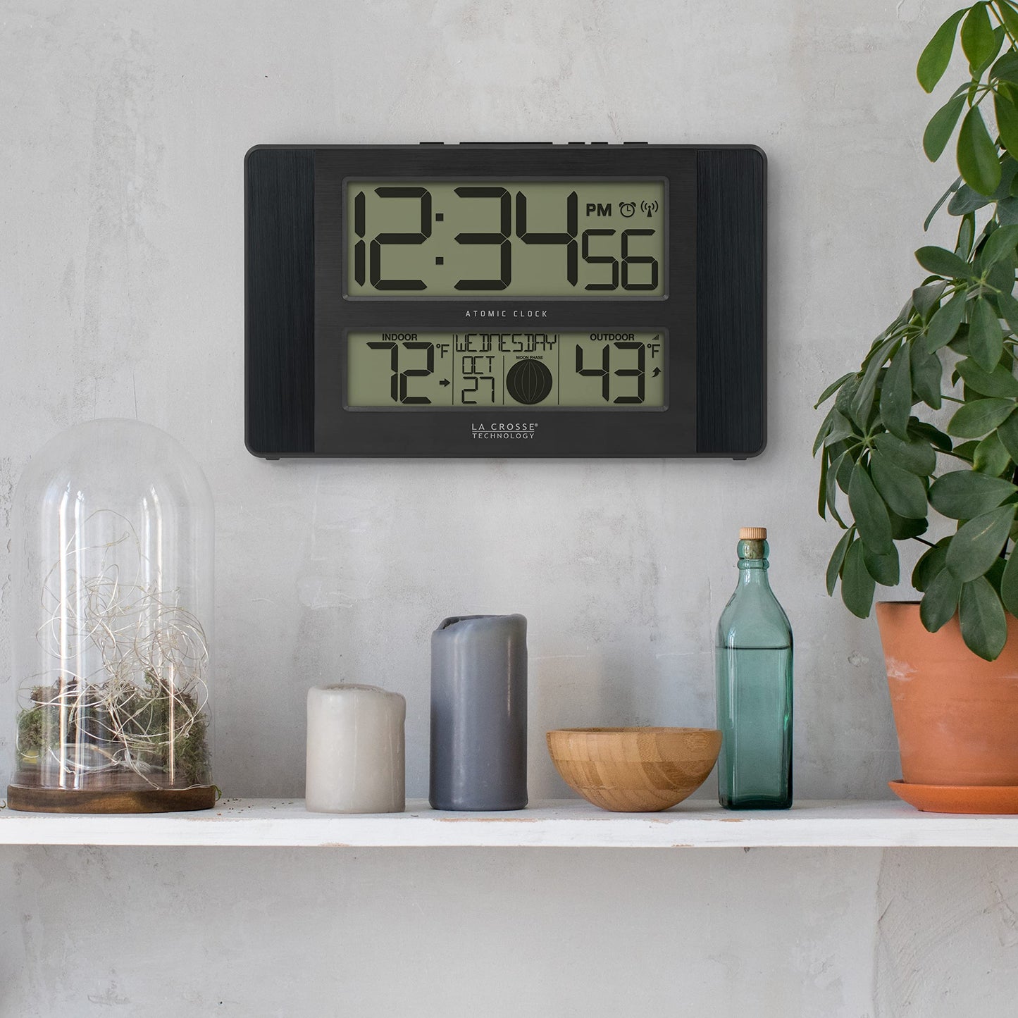 La Crosse Technology Atomic Digital Wall/Table Clock, 11.1" x 6.5" (513-1417BS)