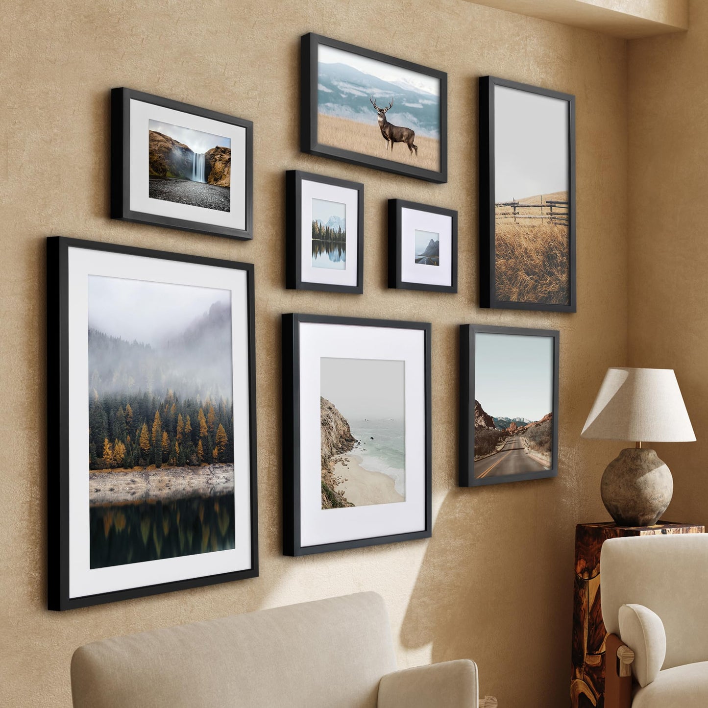 Americanflat 20x28 Picture Frame with Polished Plexiglass - Use as 16x24 Frame with Mat or Display 20x28 Photo Without Mat - Soho Collection - Deep Molding Picture Frames for Wall Display - Black