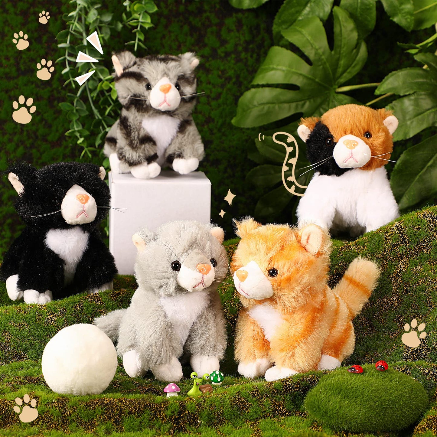 Leitee 16 Pcs Cat Stuffed Animals Bulk 5 Inch Kitten Plush Toy Assorted Cute Stuffed Cat Gift Small Fluffy Animal Toy for Birthday Adopt Pet Party Favor Classroom School Supplies(Cute Style)