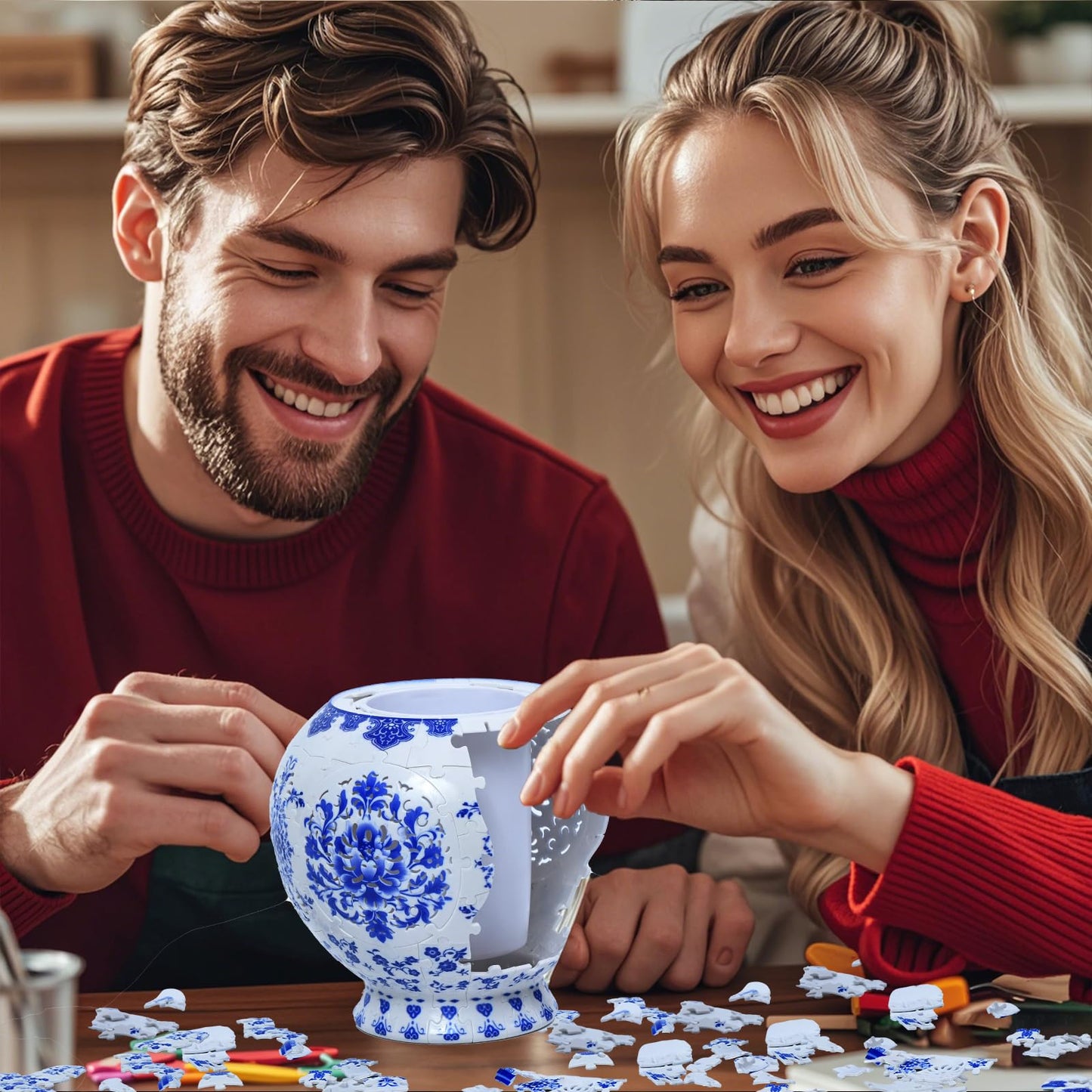 Yizhor 3D Puzzles Vase for Adults, 160 Pieces Puzzle Flower Vase for Home and Office Decor, DIY 4D Jigsaw Vase Arts and Crafts (C - 01)