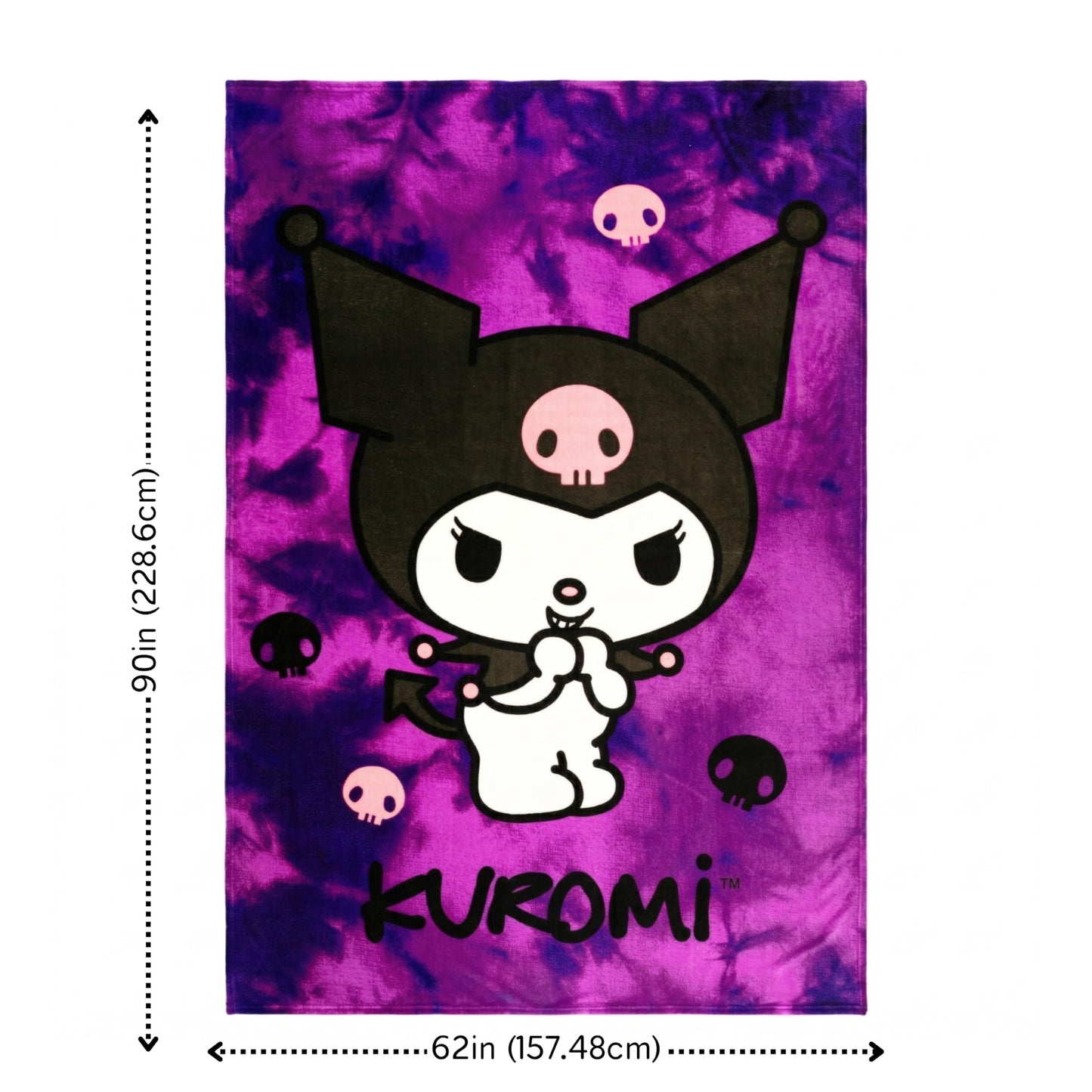 Kuromi Bedding Super Soft Cozy Blanket, 62 in x 90 in, Kawaii Collectible Gift (Officially Licensed Product) By Franco