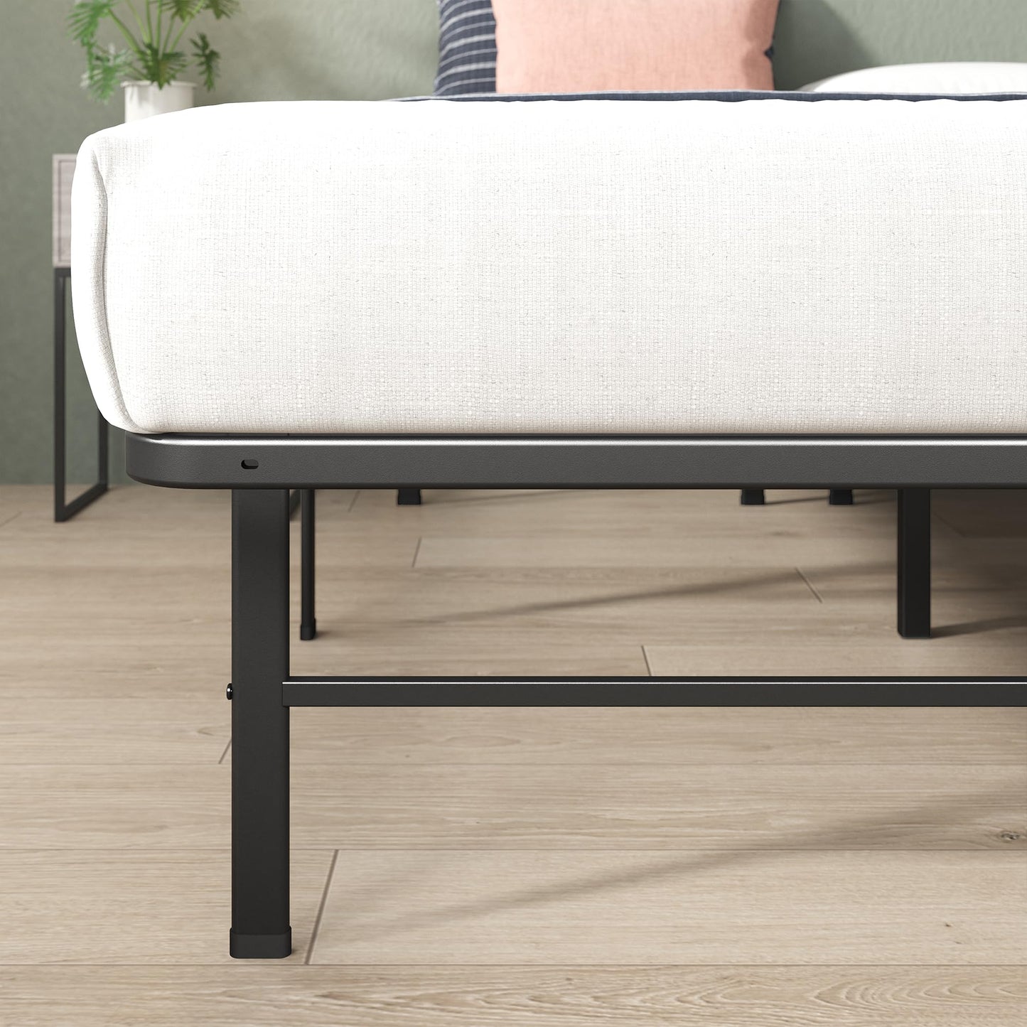 ZINUS Rumi 14in Full Metal Bed Frame, Quick Assembly SmartBase® Mattress Foundation, Heavy Duty Sturdy Steel with No Box Spring Needed, Eco-Friendly Packaging, Black