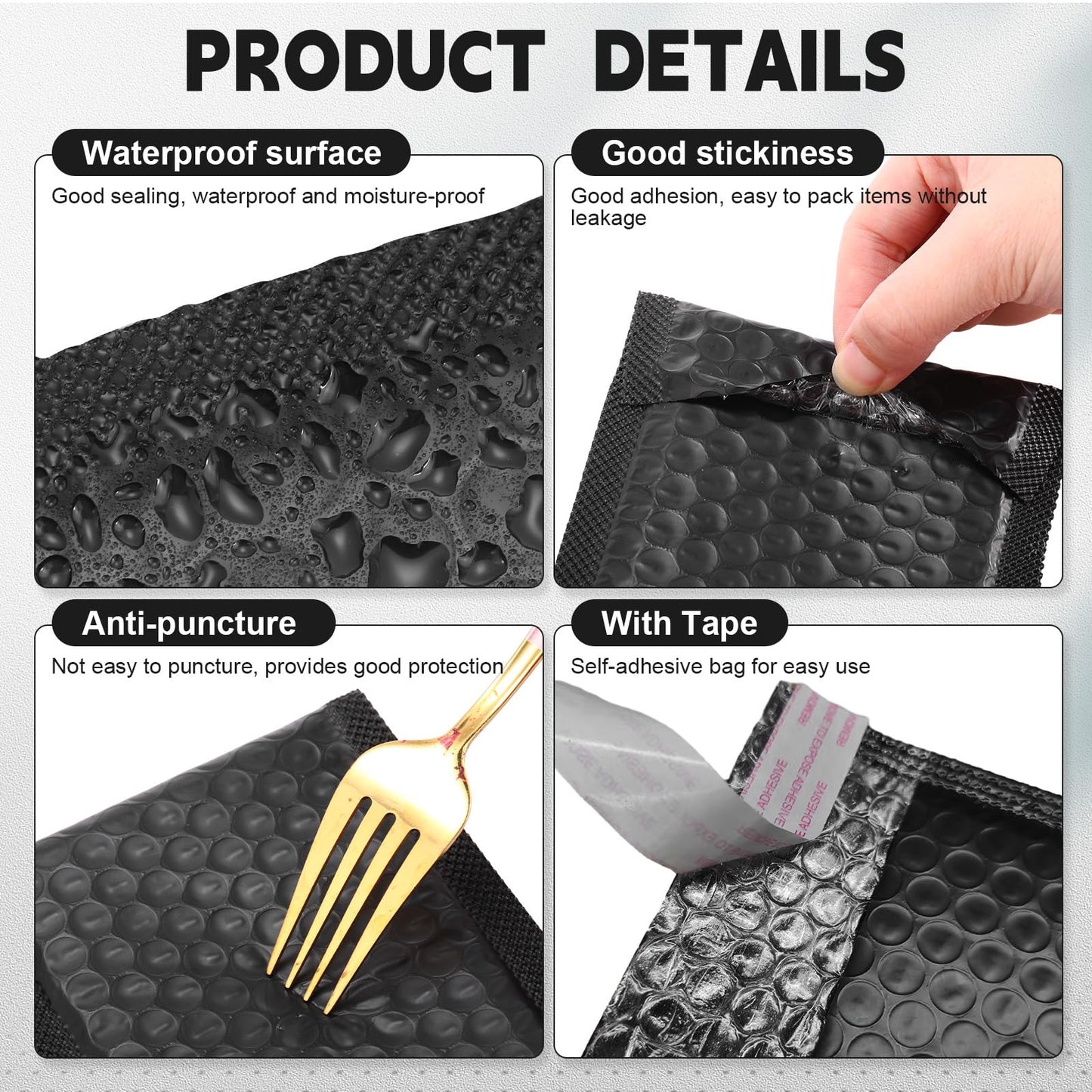 Tatuo 301 Pcs Trading Card Shipping Protector Set Include 200 Corrugated Cardboard Sheets Inserts 100 Poly Bubble Mailers Padded Envelopes and Masking Tape(Black)