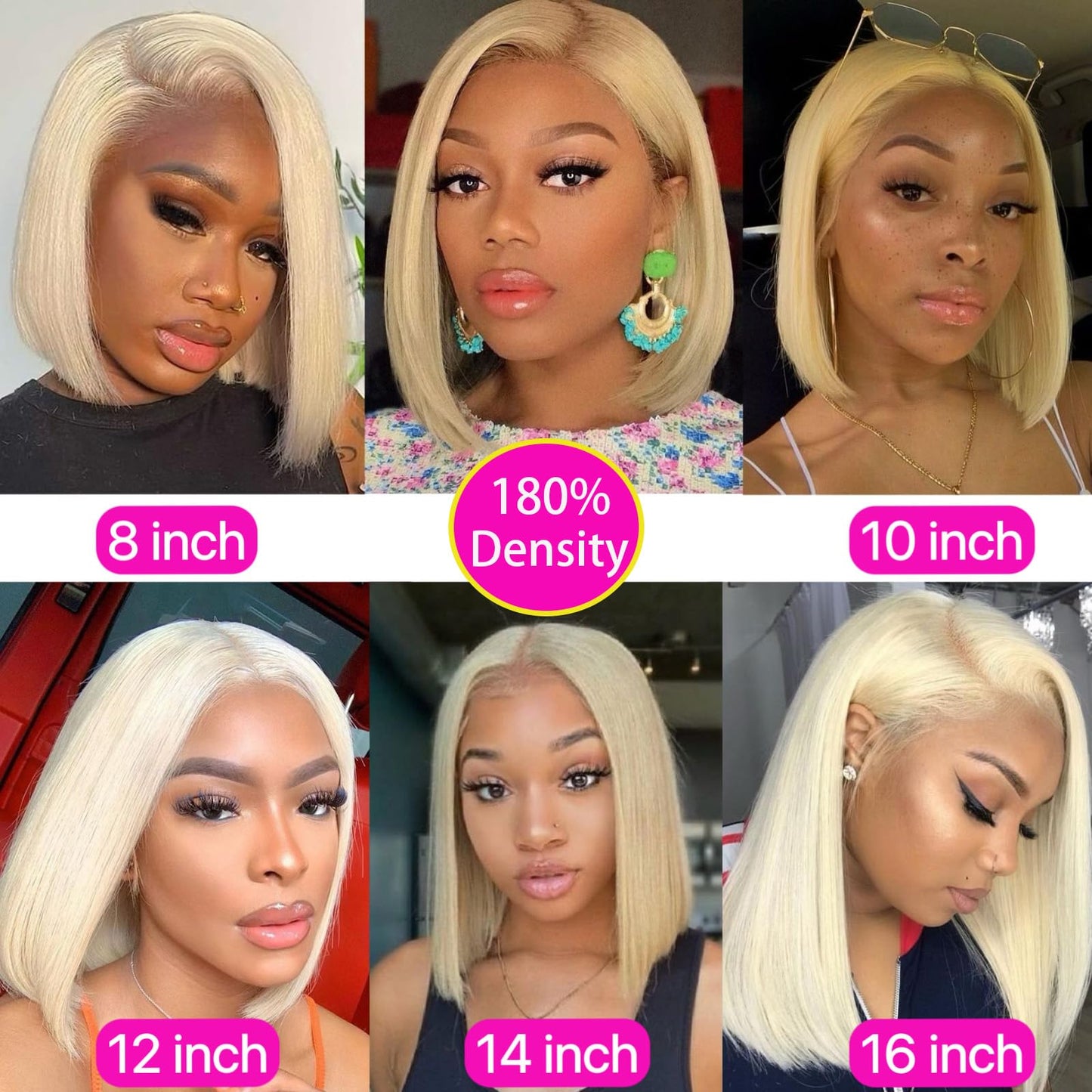 VYCRAVE 613 Blonde Bob Wig Human hair 13x4 HD Transparent Lace Front Wigs Human Hair Pre Plucked with Baby Hair 12 Inch 613 Glueless Wigs Human Hair 180% Density Straight Frontal Lace Wigs for Women
