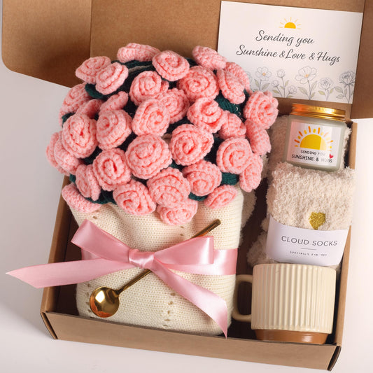 Care Package for Women, Self Care Gift, Mothers Day Gifts for Mom, Flower Bouquet Blanket, Thinking of You, Birthday Gifts, Get Well Soon