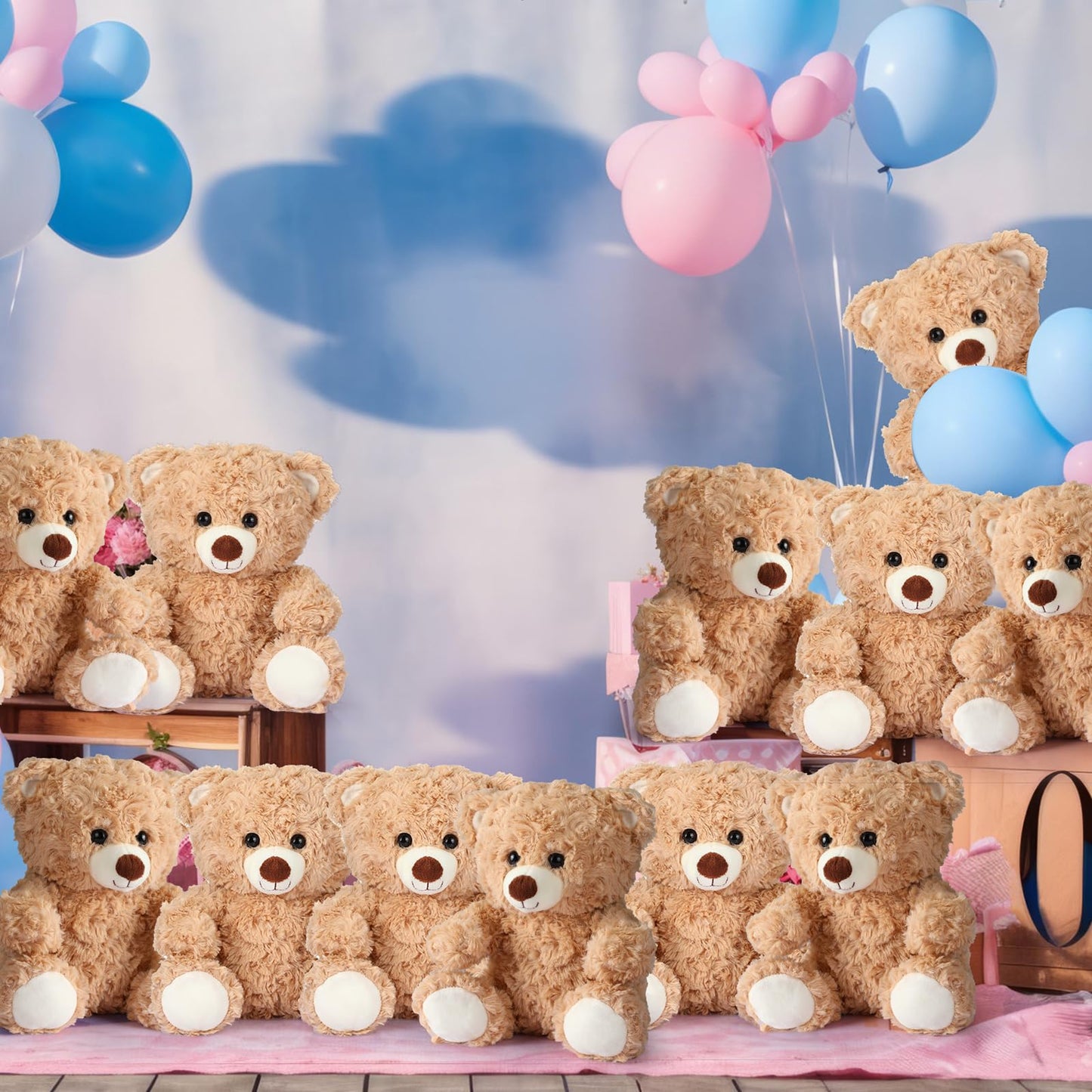 Silipull 12 Pieces 8 Inch Bear Stuffed Animal Soft Stuffed Bear Plush Toys Bulk Party Favors Animal Decorations for Birthday Baby Shower Party Centerpiece Operation Christmas Bulk