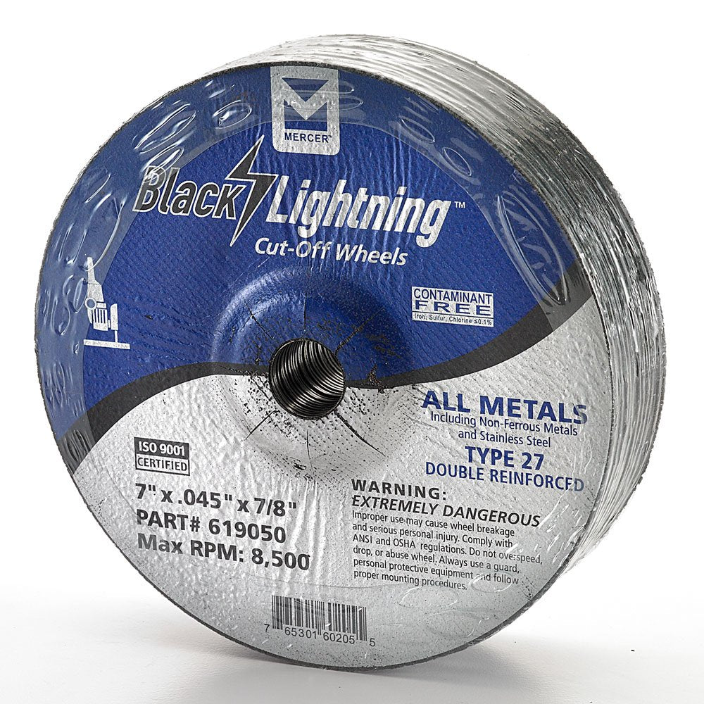 Mercer Industries 619050 Type 27 Depressed Center Double Reinforced Cut-Off Wheel, All Metals Cutting, including SS, 25 Pack, 7" x .045" x 7/8"