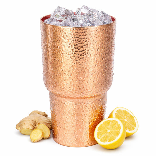 CigeZaus 20 oz Pure Copper Cup for Drinking, Tall Hand-Hammered Ayurvedic Water Tumbler, Cold-Retentive Mug for Moscow Mule, Cocktails & Whiskey, Ideal for Bar, Home & Parties (1)