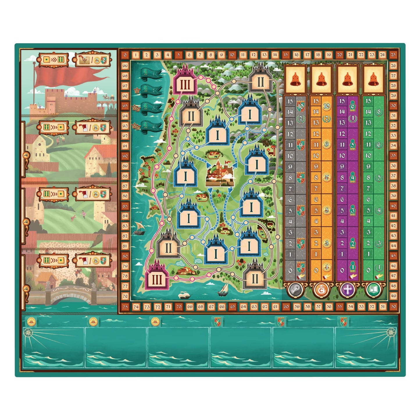 Coimbra Board Game - Renaissance Strategy Game with Innovative Dice Mechanism for Kids & Adults, Ages 14+, 2-4 Players, 60-90 Minute Playtime, Made by Eggertspiele