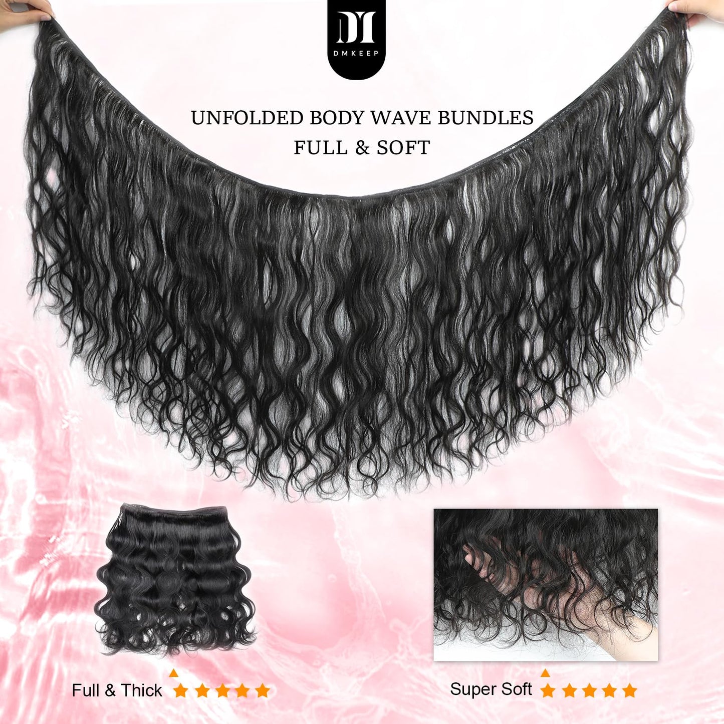 DMKEEP 12A Human Hair Bundles 18 20 22 Inch - Body Wave Bundles Human Hair 100% Unprocessed Brazilian Raw Virgin Hair 3 Bundles Quick Weave Bundles Human Hair Extensions Natural Color